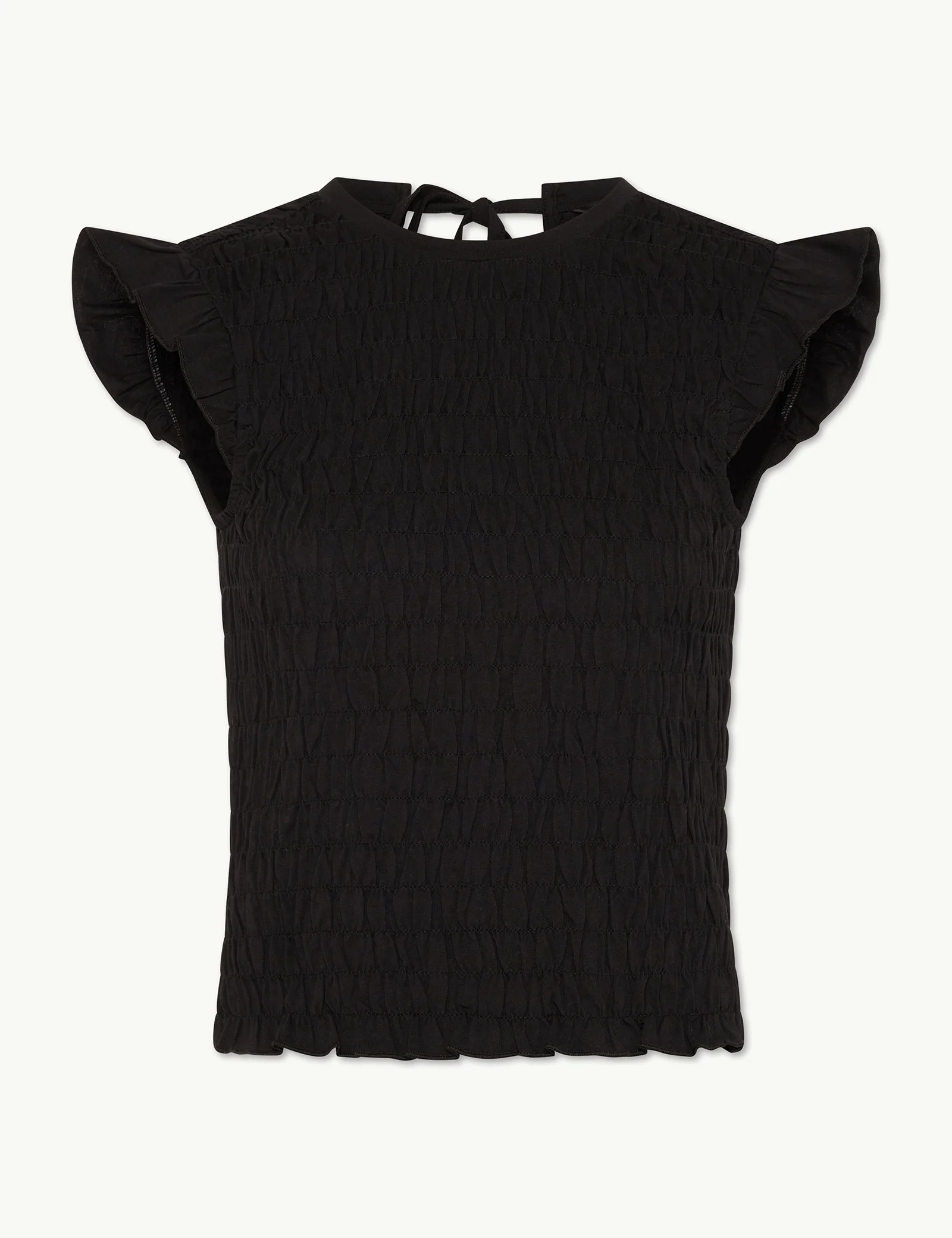Black Shirred Tie Back Top - Image 3