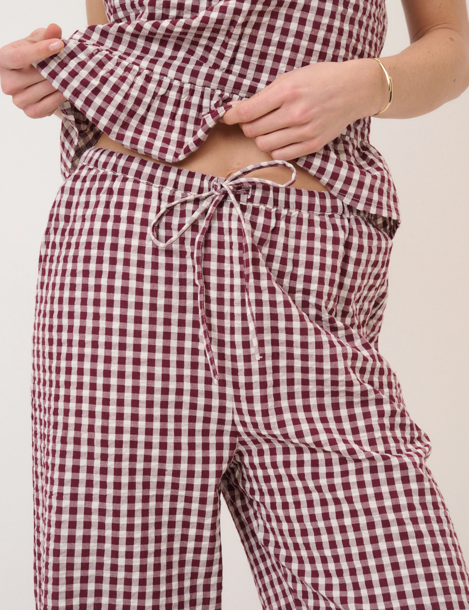 Burgundy Gingham Trousers - Image 2