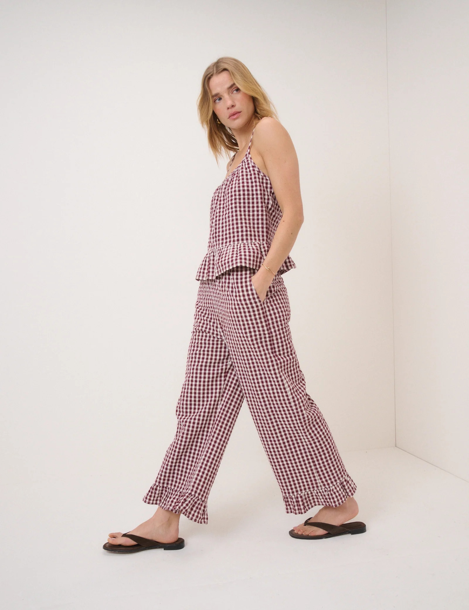 Burgundy Gingham Trousers - Image 4