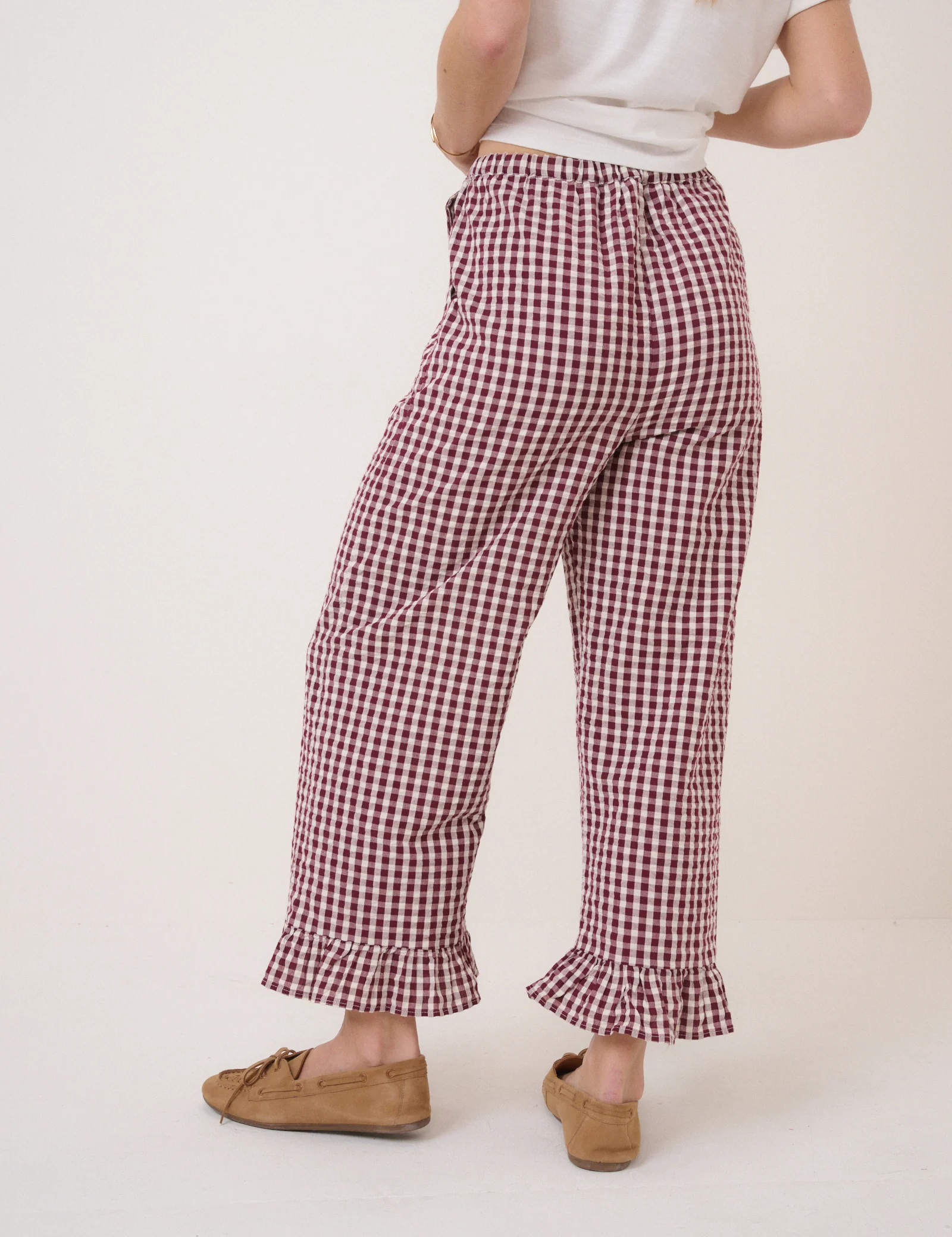 Burgundy Gingham Trousers - Image 5