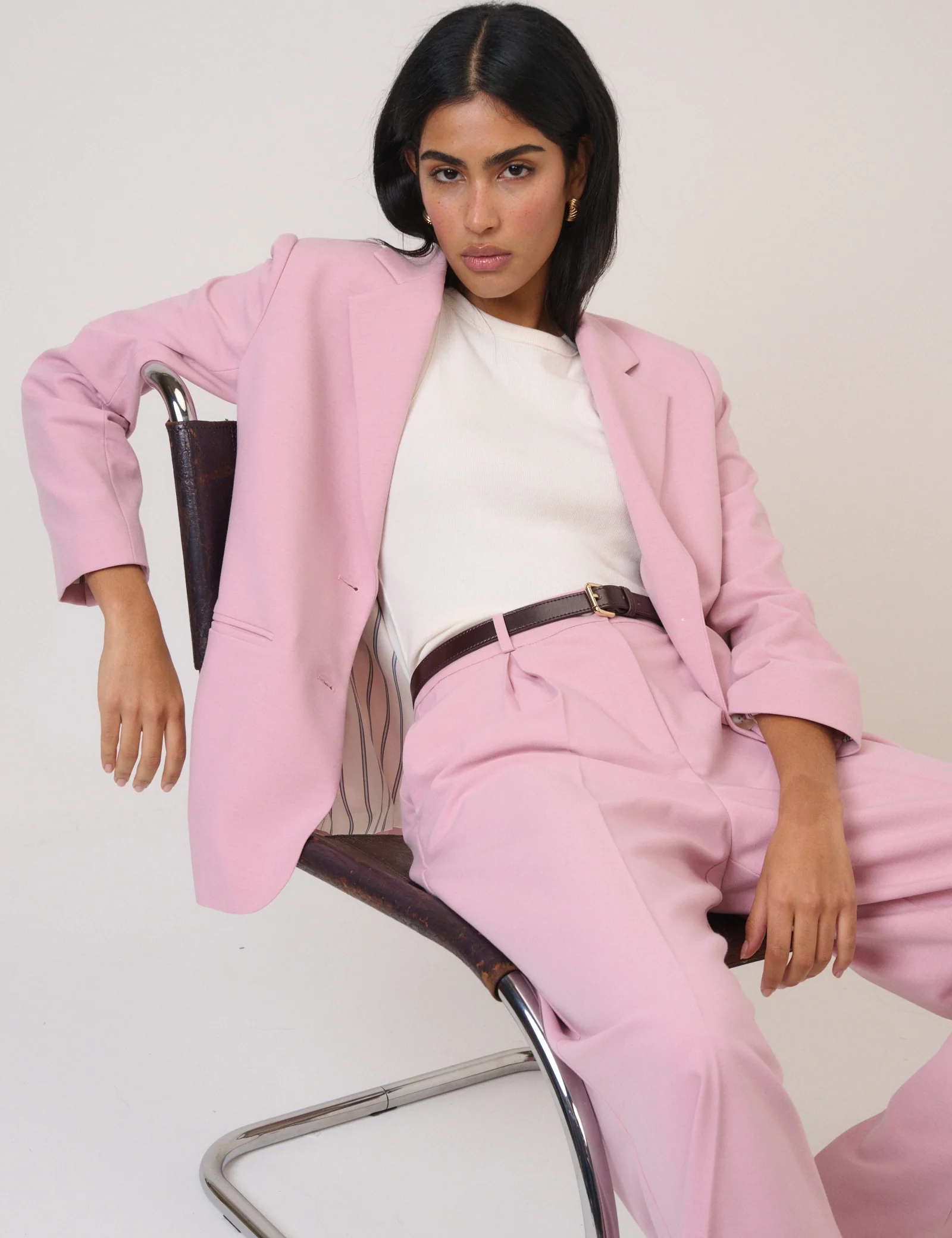 Pink Single Breasted Twill Blazer - Image 4