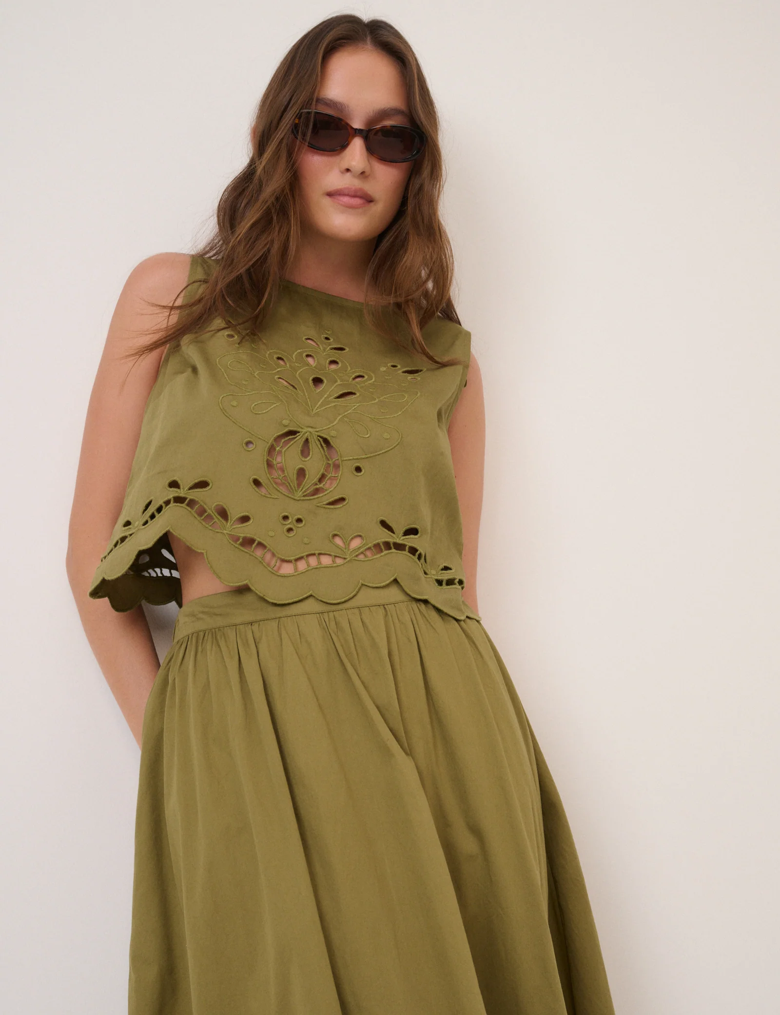 Green Broderie Anglaise Tank Top - Image 4