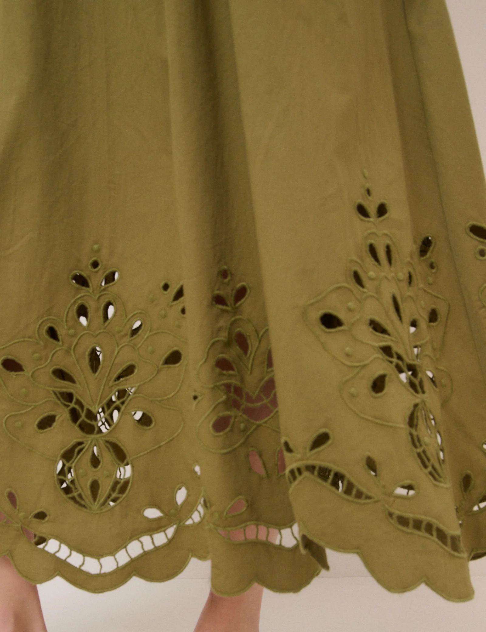 Green Broderie Anglaise Midi Skirt - Image 2