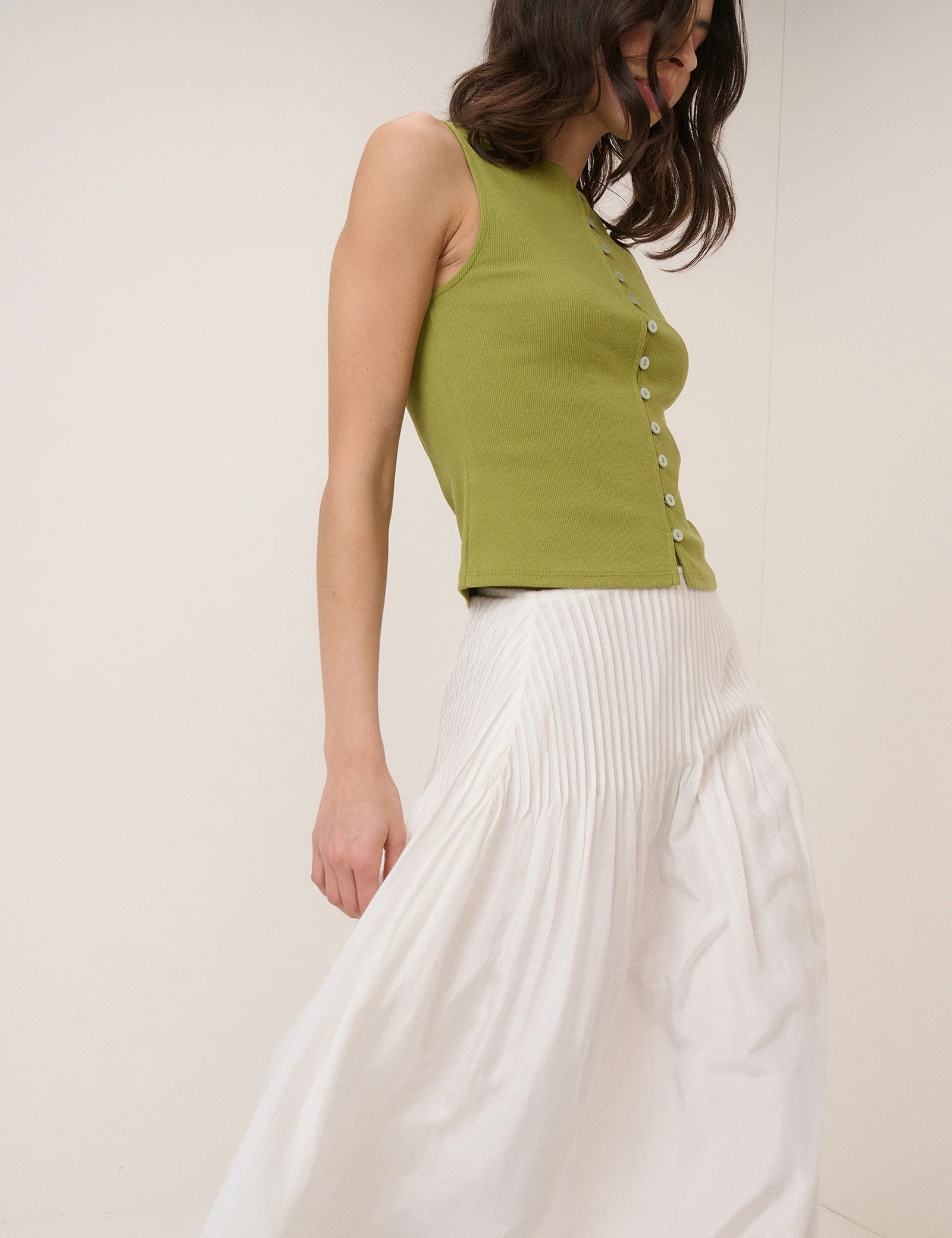 Green Boat Neck Cropped Waistcoat - Image 3