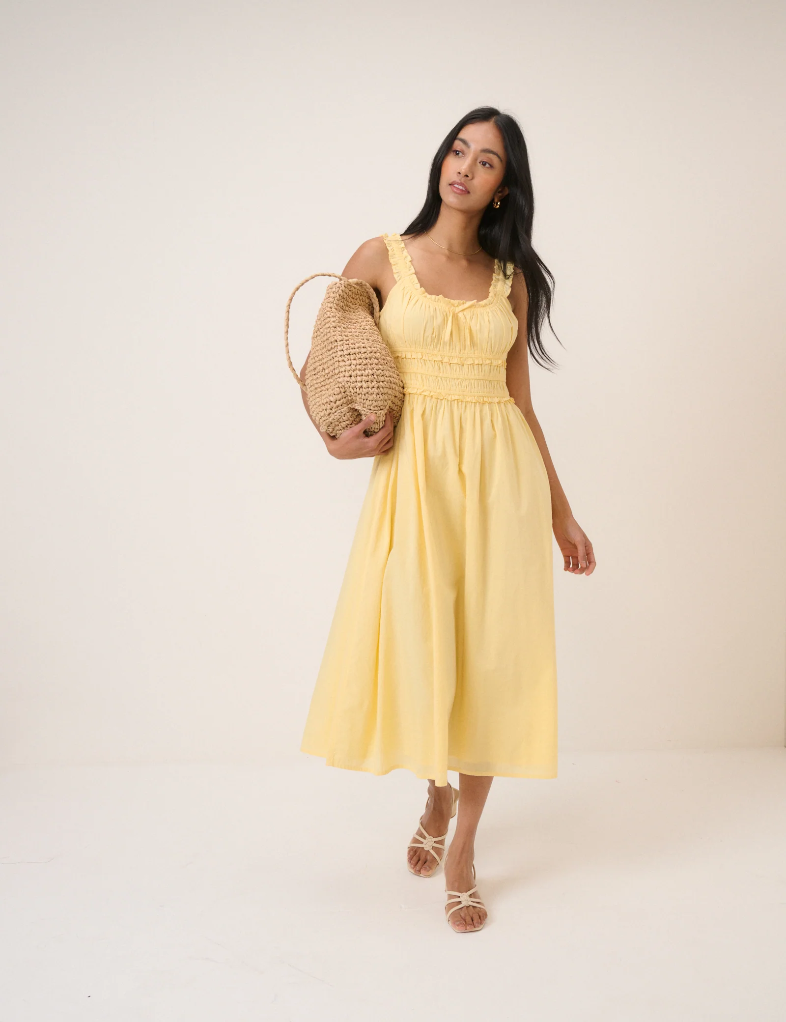 Butter Yellow Sleeveless Ariel Midi Dress