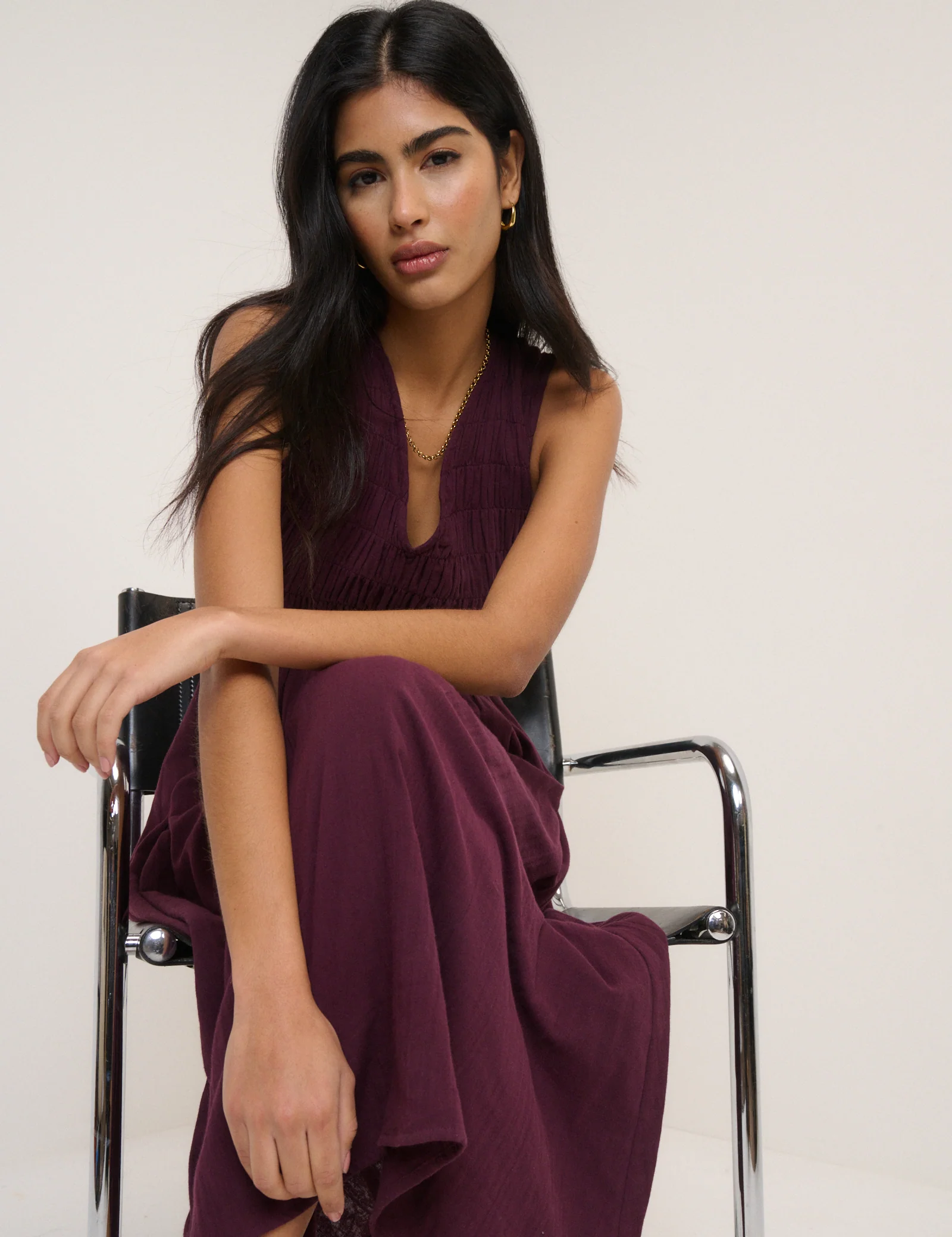 Dark Purple Sleeveless Audrey Midi Dress - Image 4