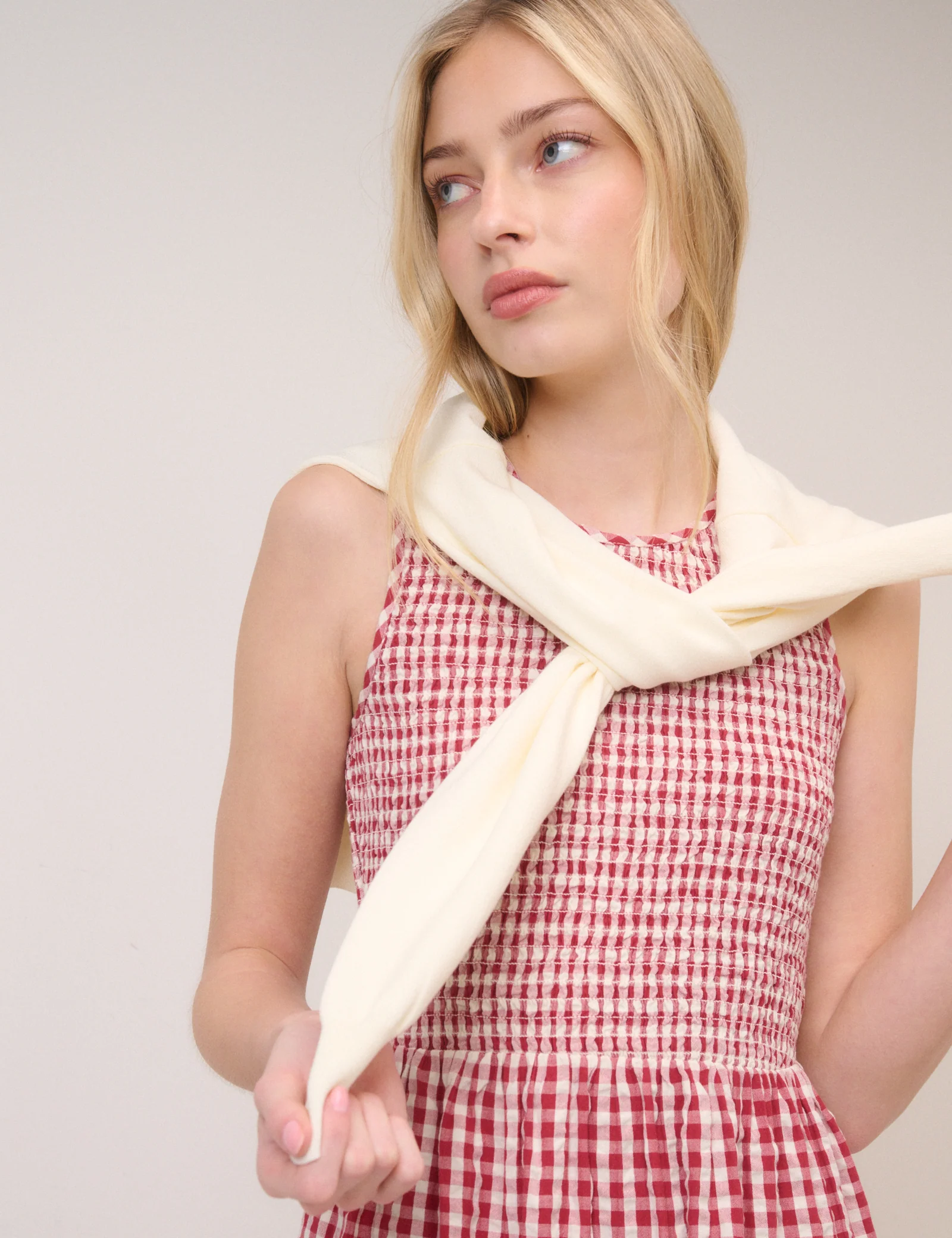 Red Pinstripe Sleeveless Charlie Midi Dress - Image 3