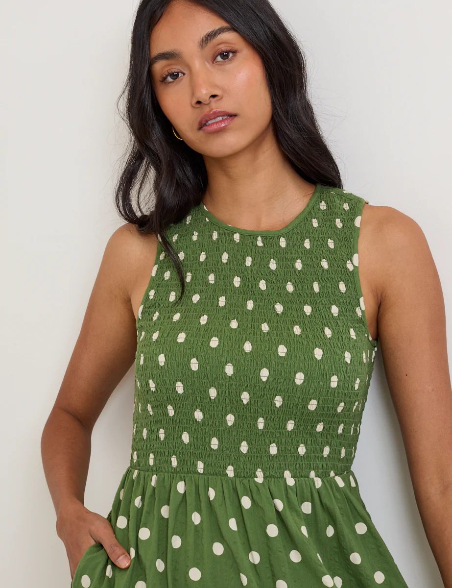 Green Polka Dot Sleeveless Charlie Midi Dress - Image 4