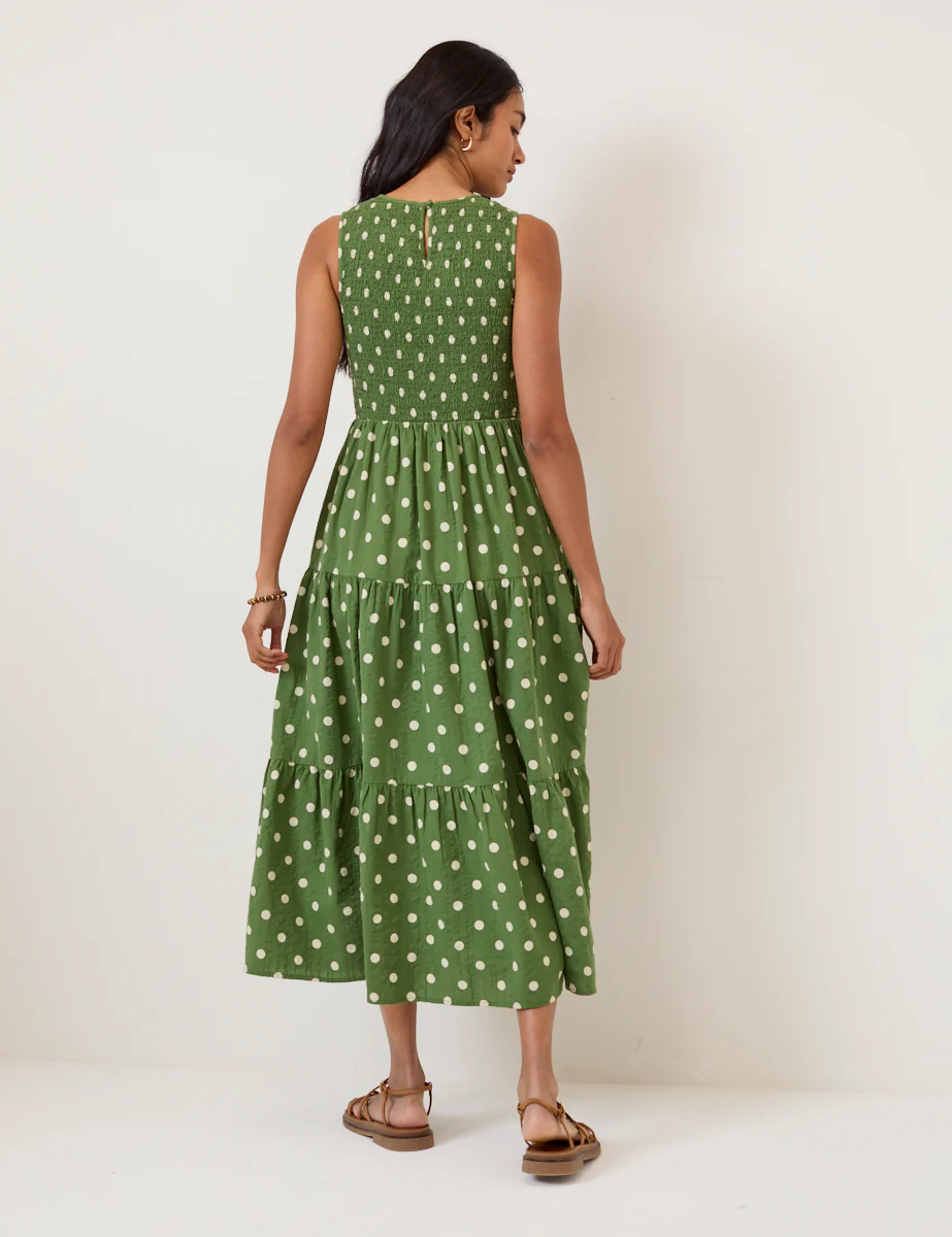 Green Polka Dot Sleeveless Charlie Midi Dress - Image 5