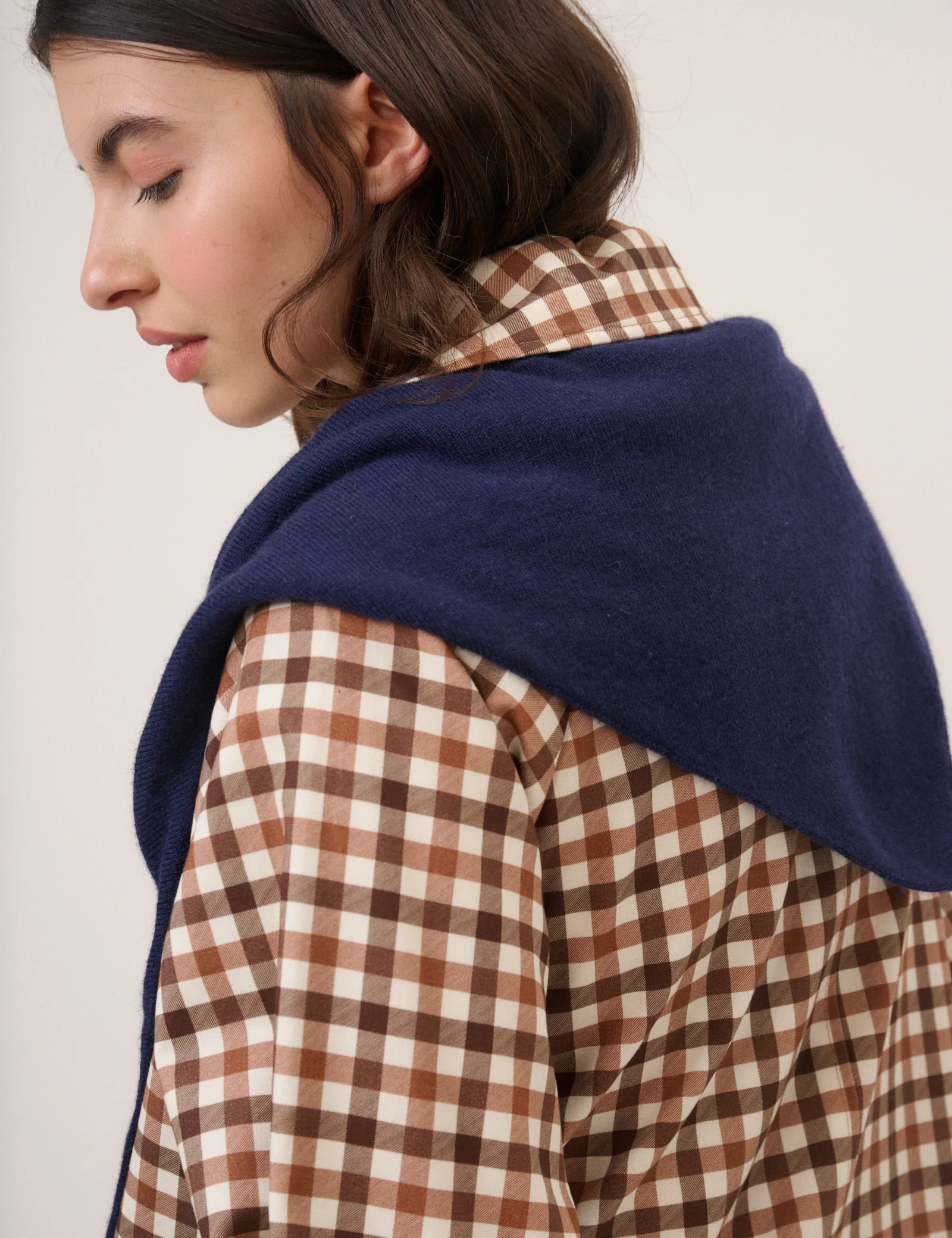 Navy Wool Blend Triangle Scarf - Image 5