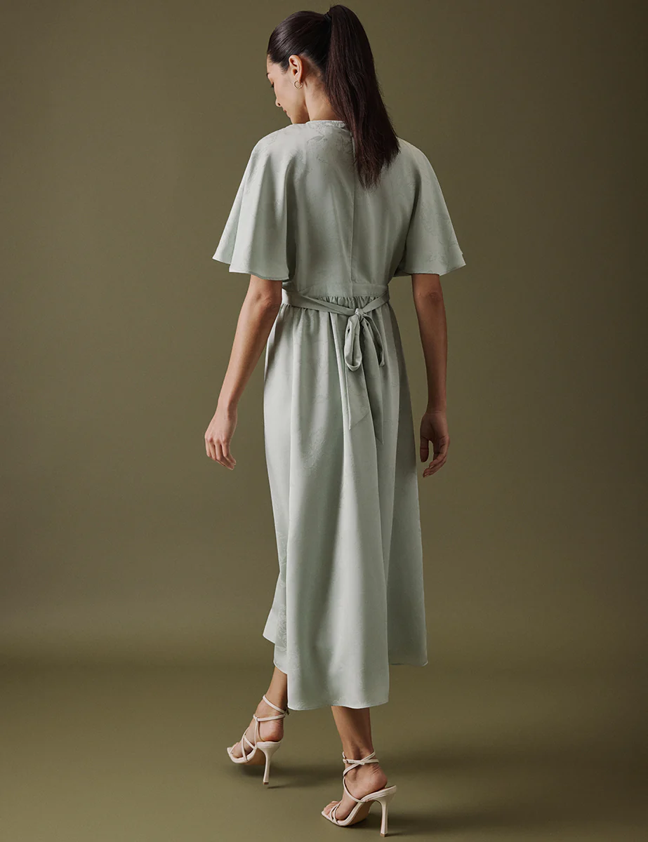 Soft Green V Neck Midi Lorelai Dress - Image 5