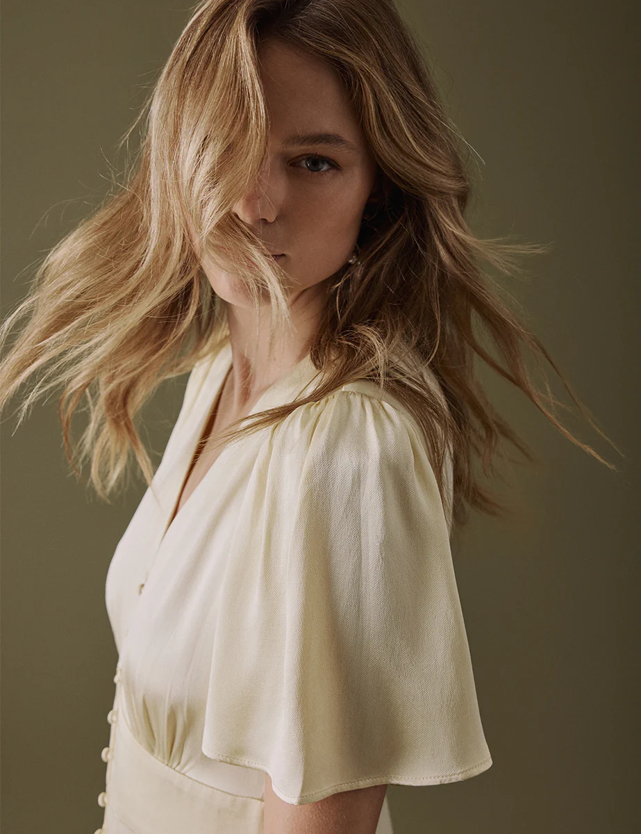 Butter Yellow V Neck Midaxi Erin Dress - Image 2