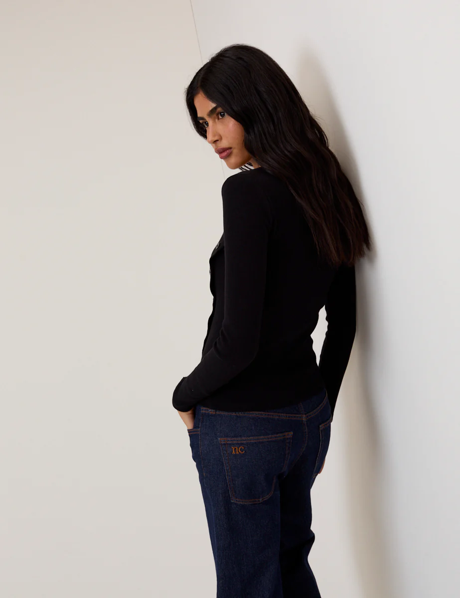Black Square Neck Asymmetric Top - Image 4
