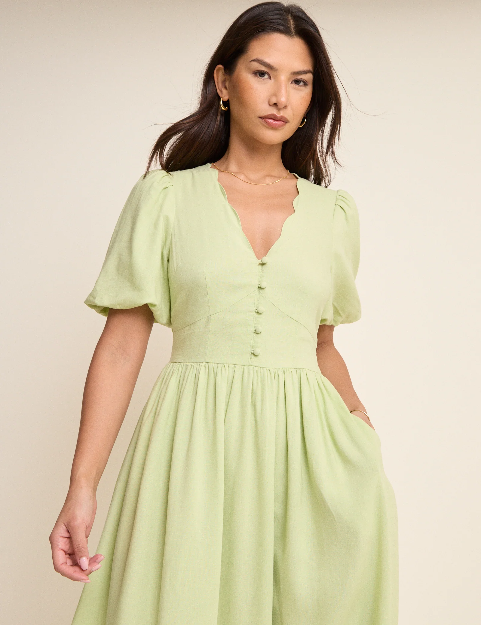 Green Short Sleeve Bess Midi Dress - Image 3