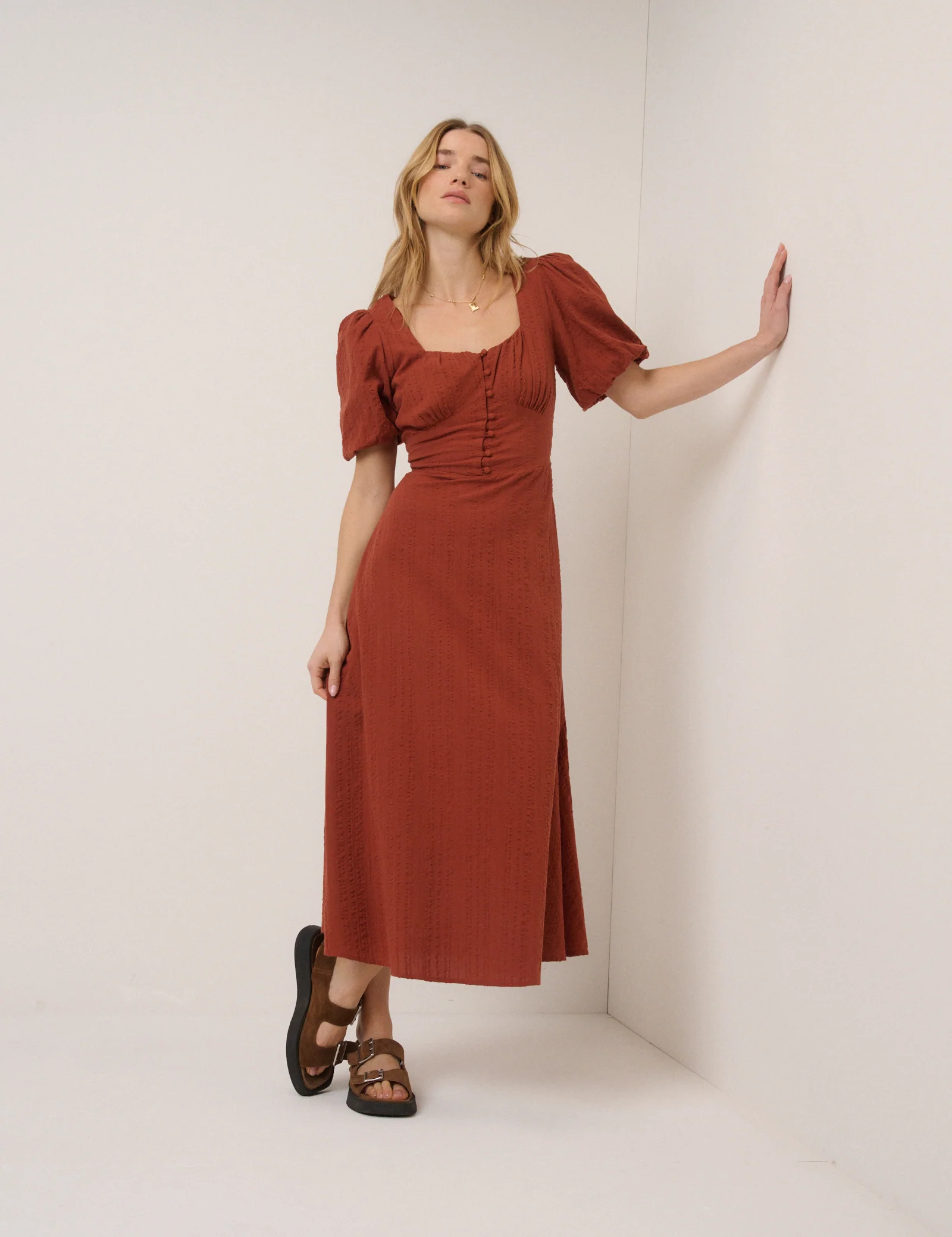 Burnt Orange Melody Midi Dress - Image 3