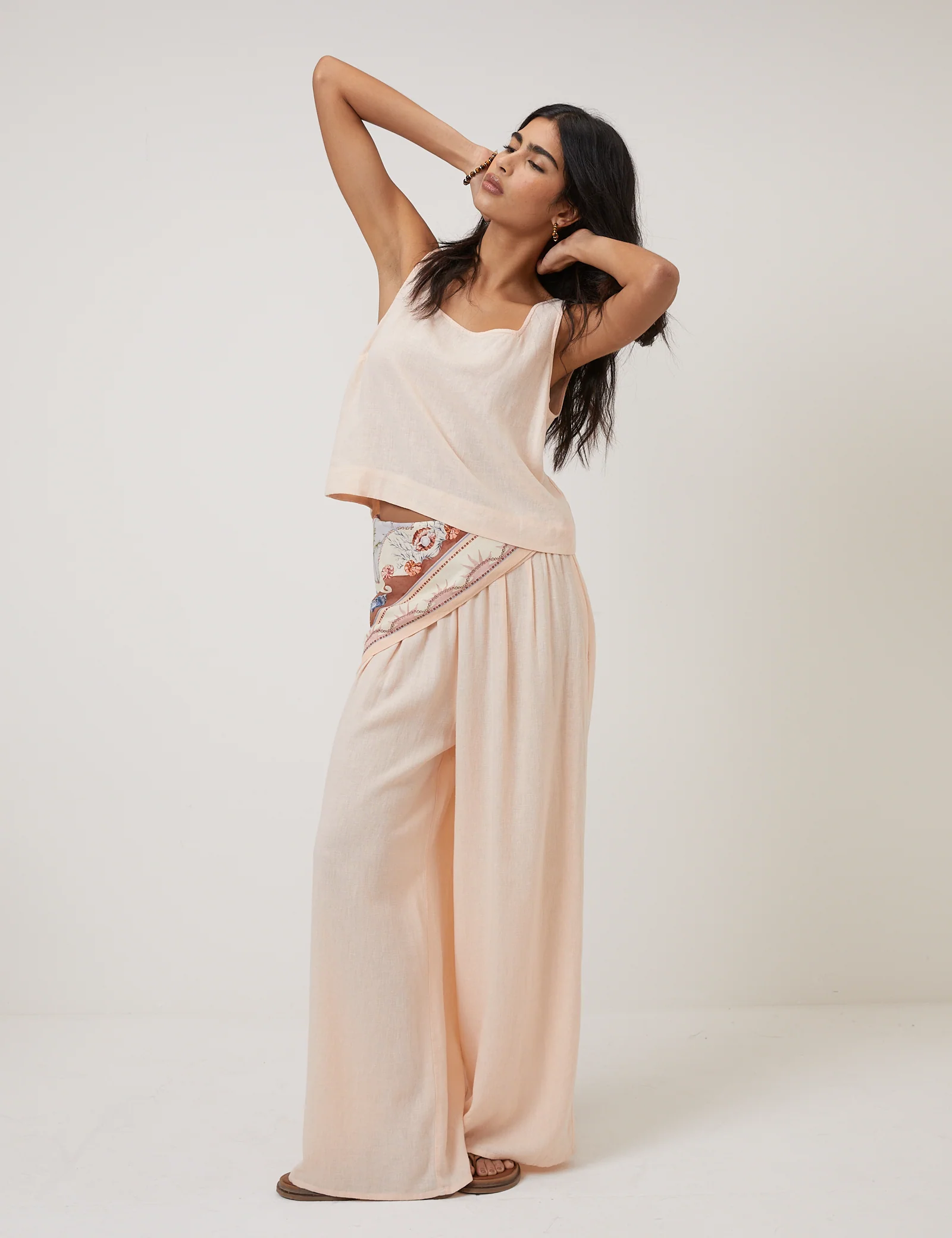 Pale Peach Linen-Blend Top - Image 3