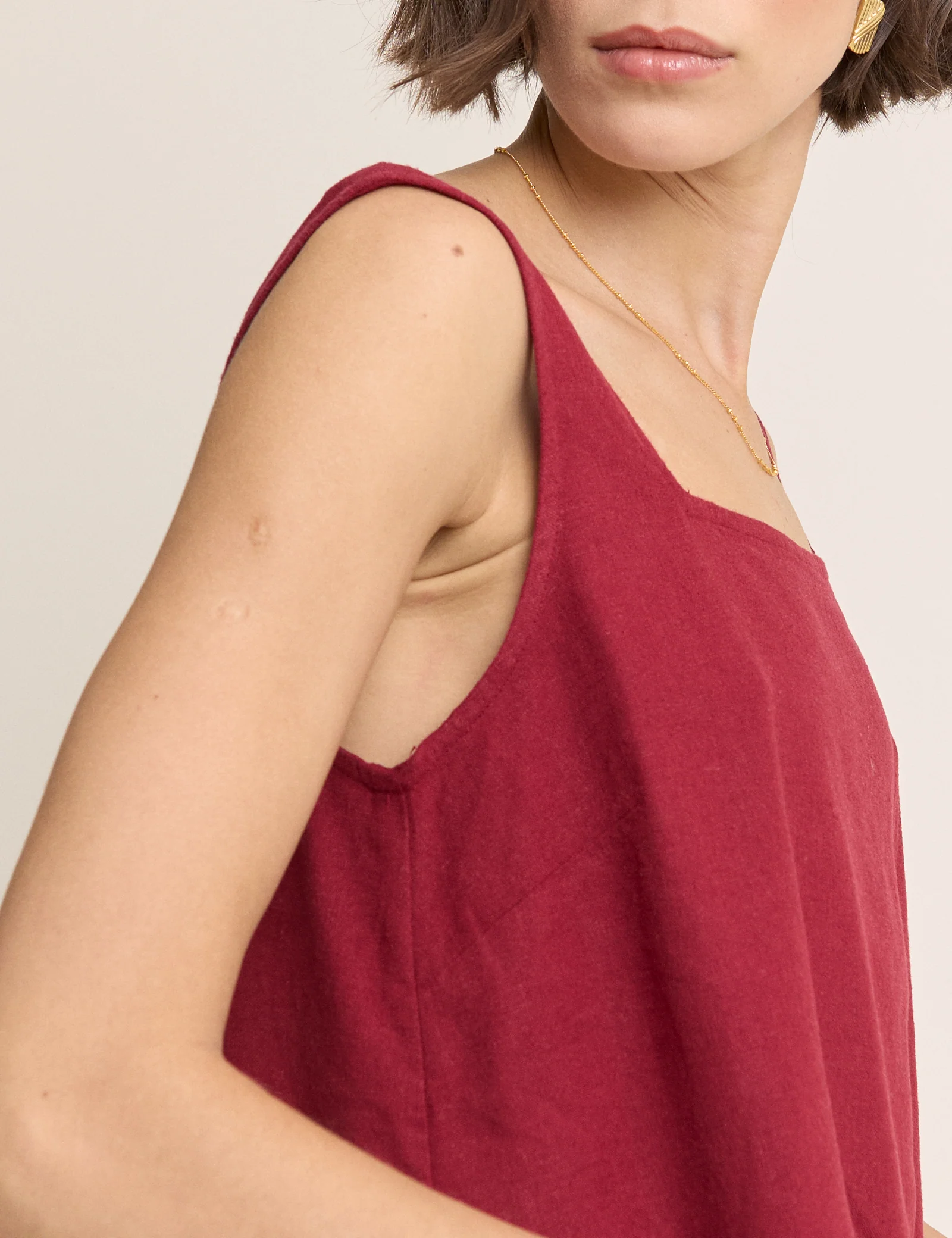 Red Linen-blend Swing Top - Image 3