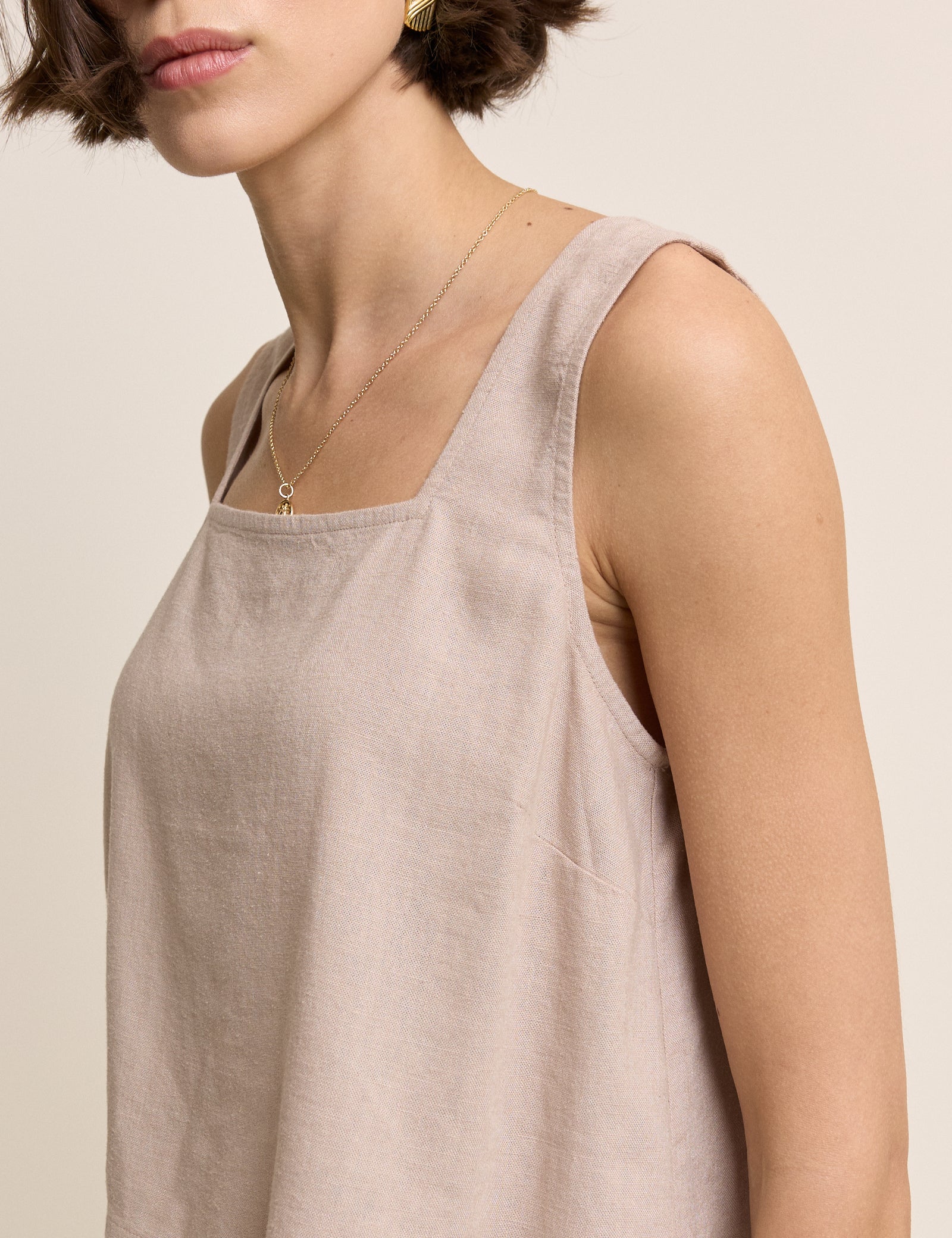 Beige Linen-blend Top - Image 2