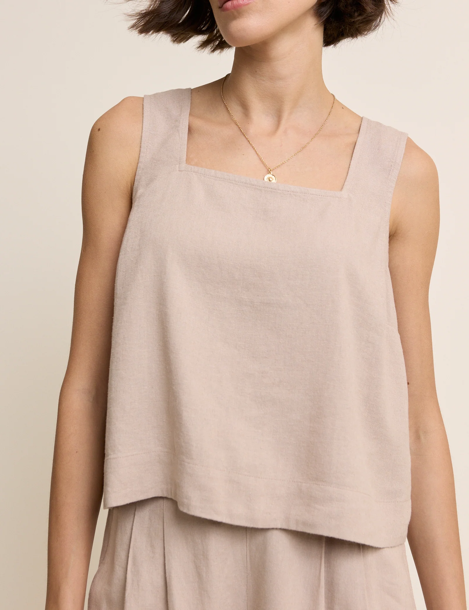 Beige Linen-blend Top - Image 4