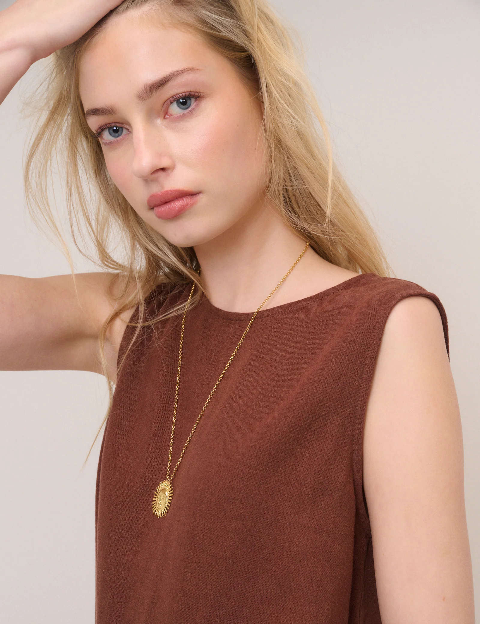 Brown Linen-blend Stirling Top - Image 4