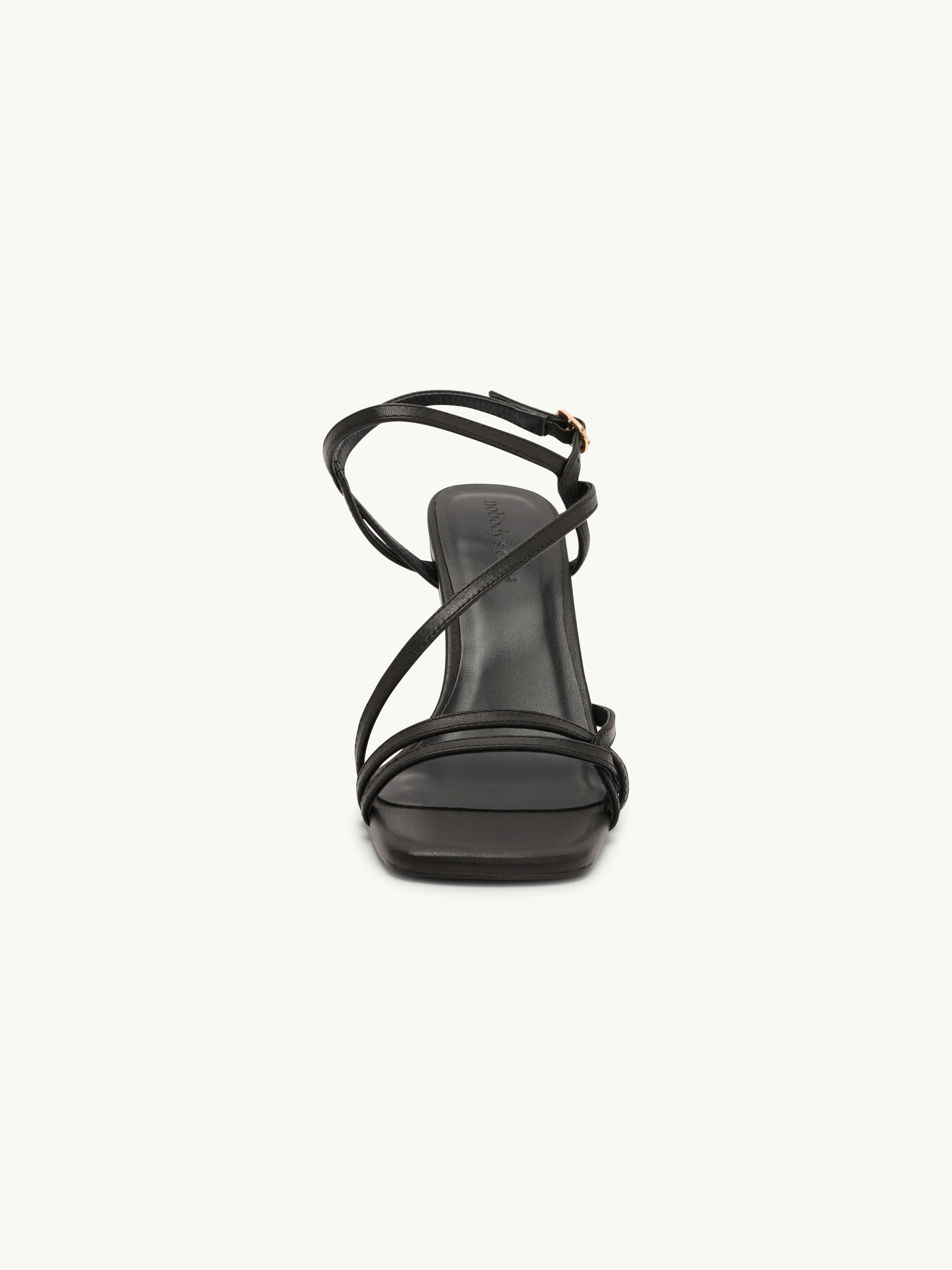 Black Leather Strappy High Heels - Image 2