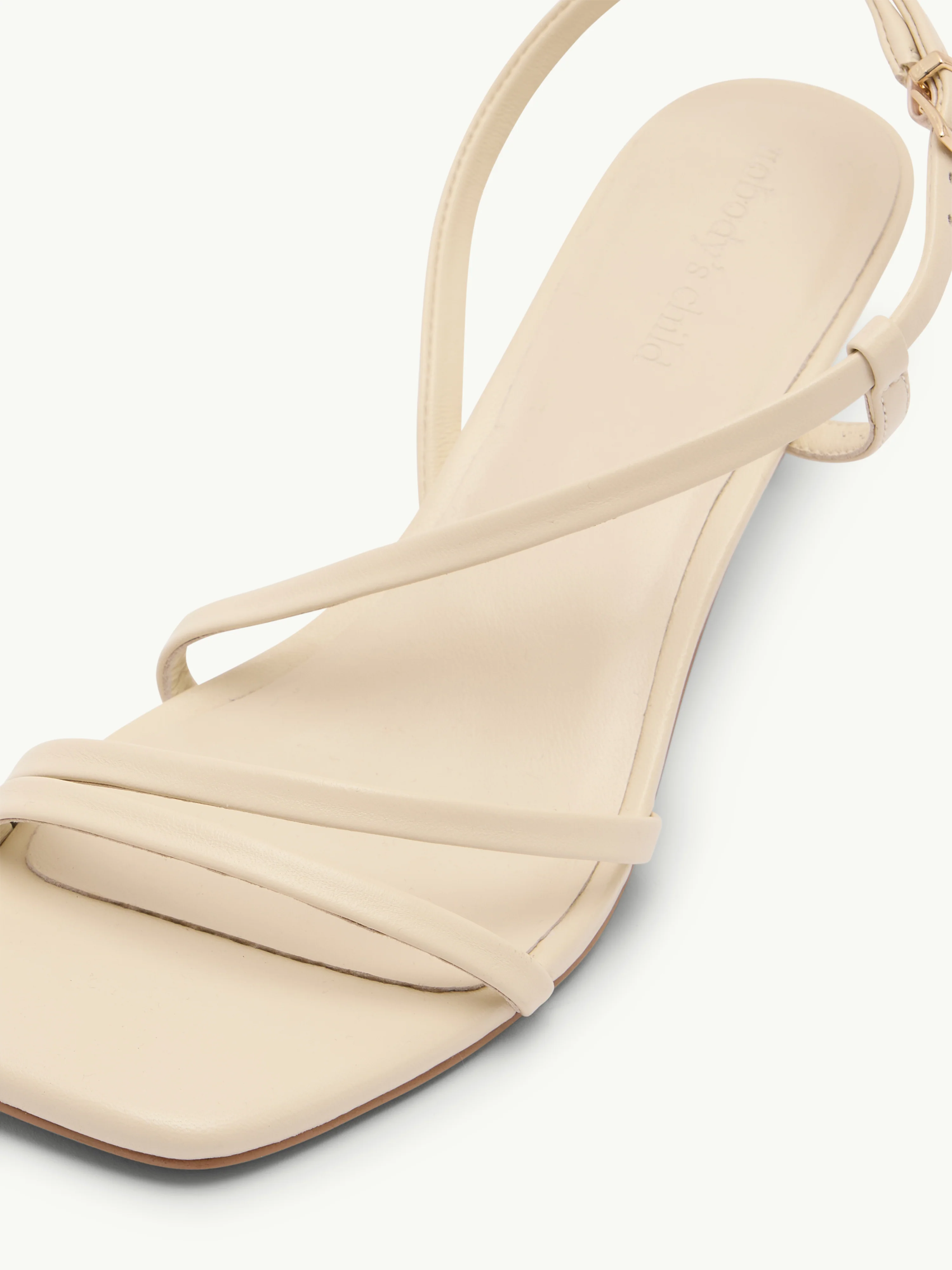 Cream Leather Strappy Kitten Heels - Image 4