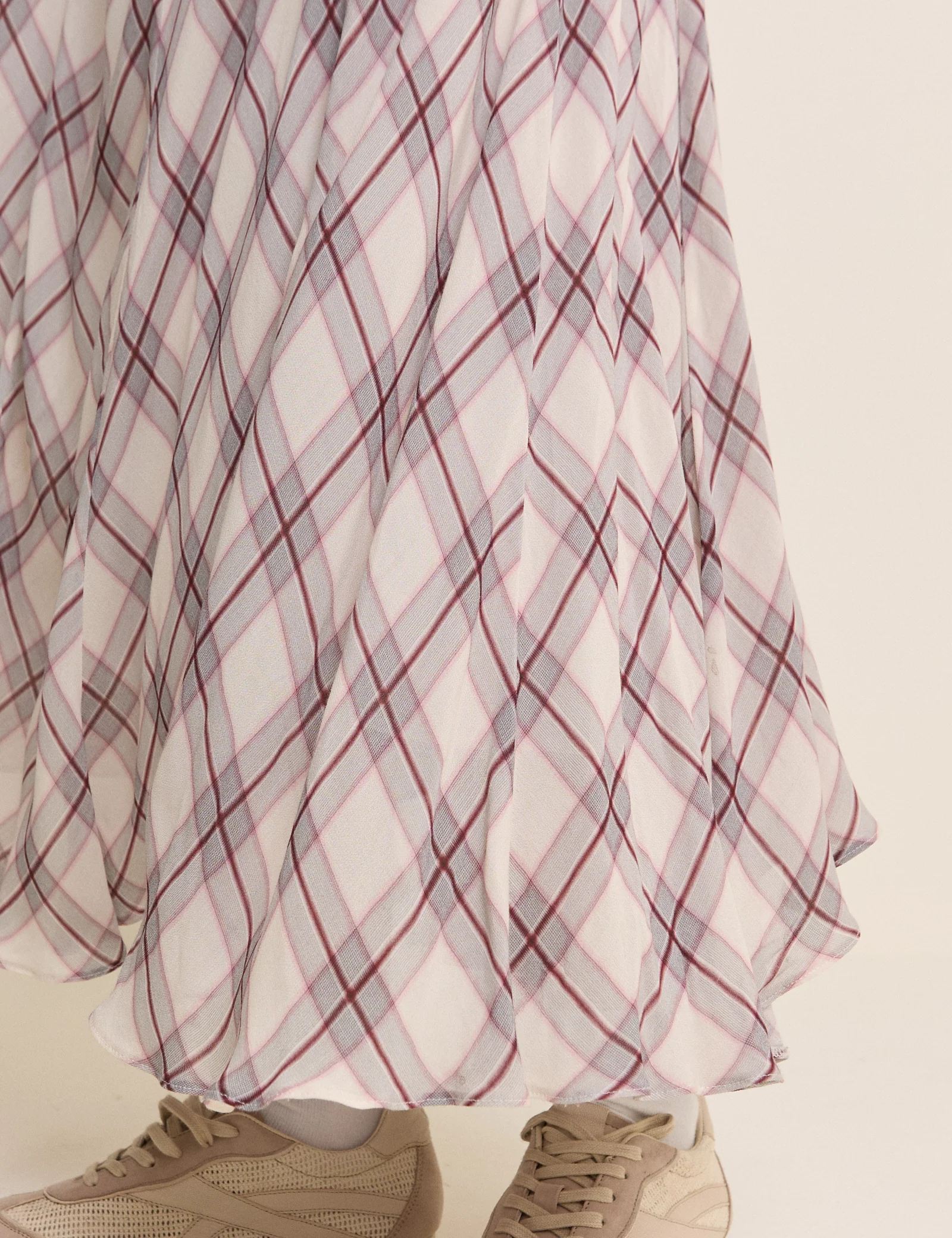 Pink Check Midi Skirt - Image 4