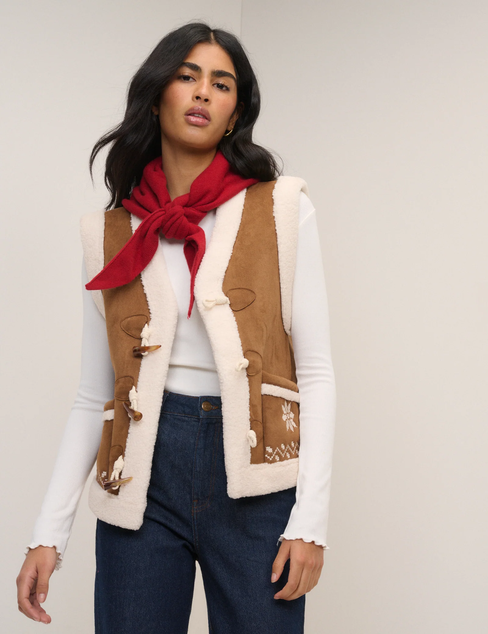 Tan Faux-Shearling Aspen Gillet - Image 3