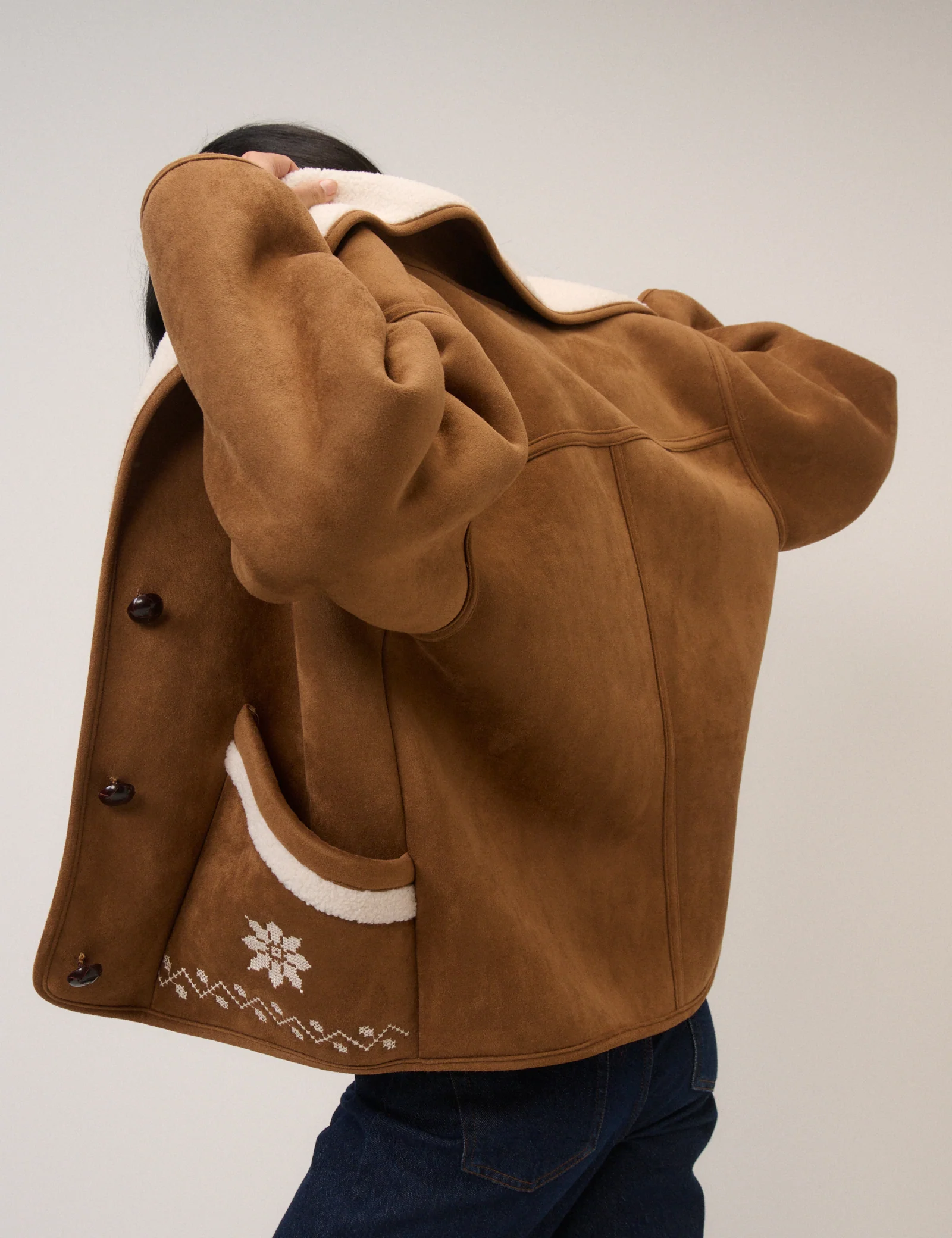 Tan Faux-Shearling Aspen Jacket - Image 5