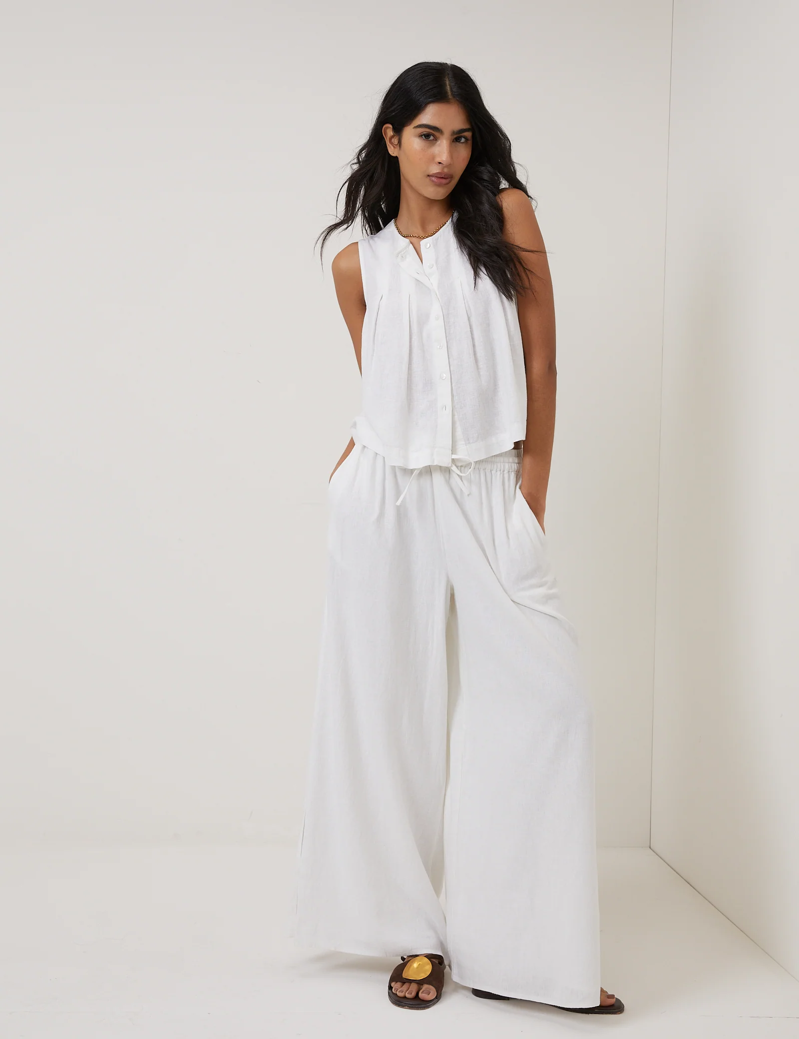 White Linen-Blend Top - Image 2
