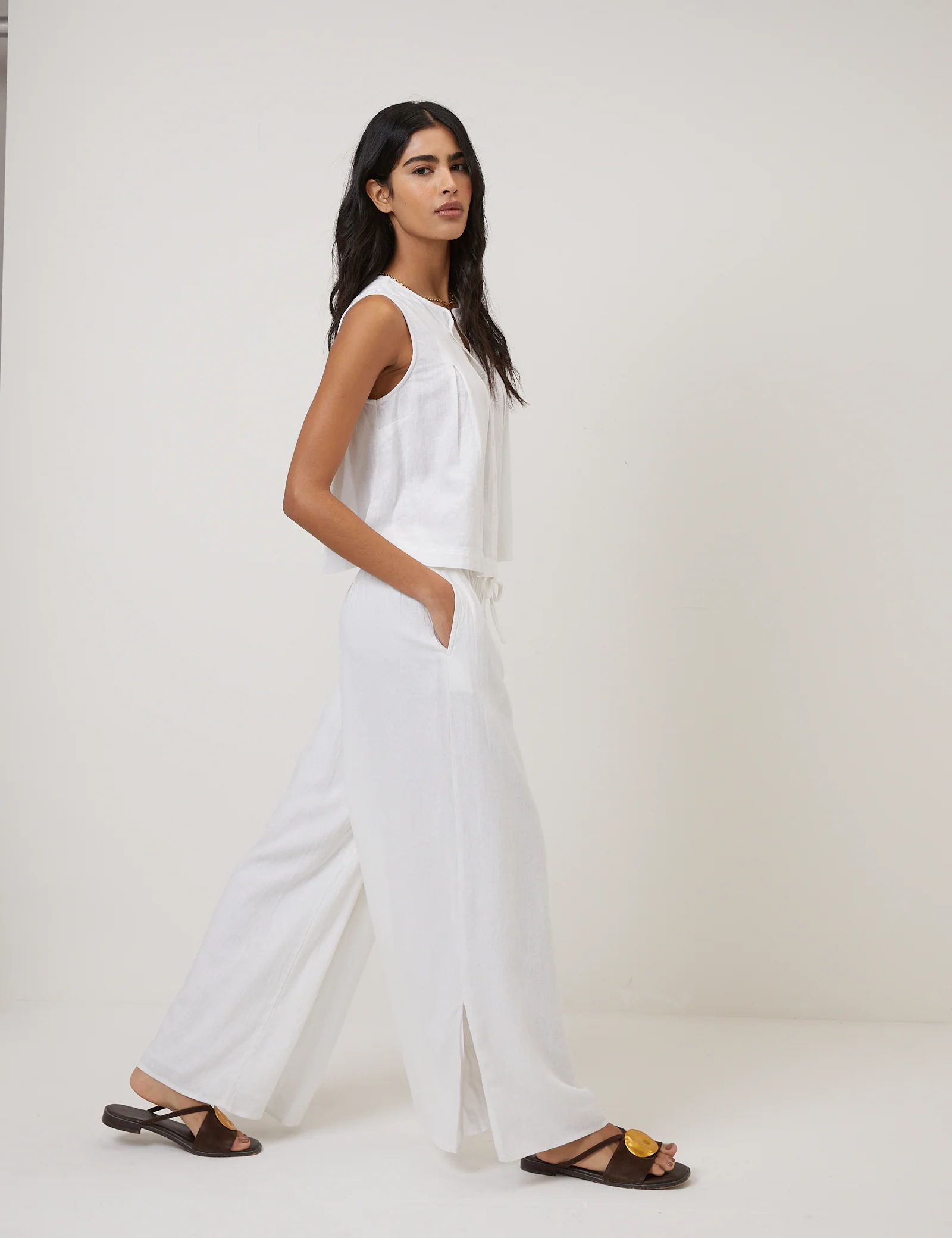 White Linen-Blend Top - Image 3
