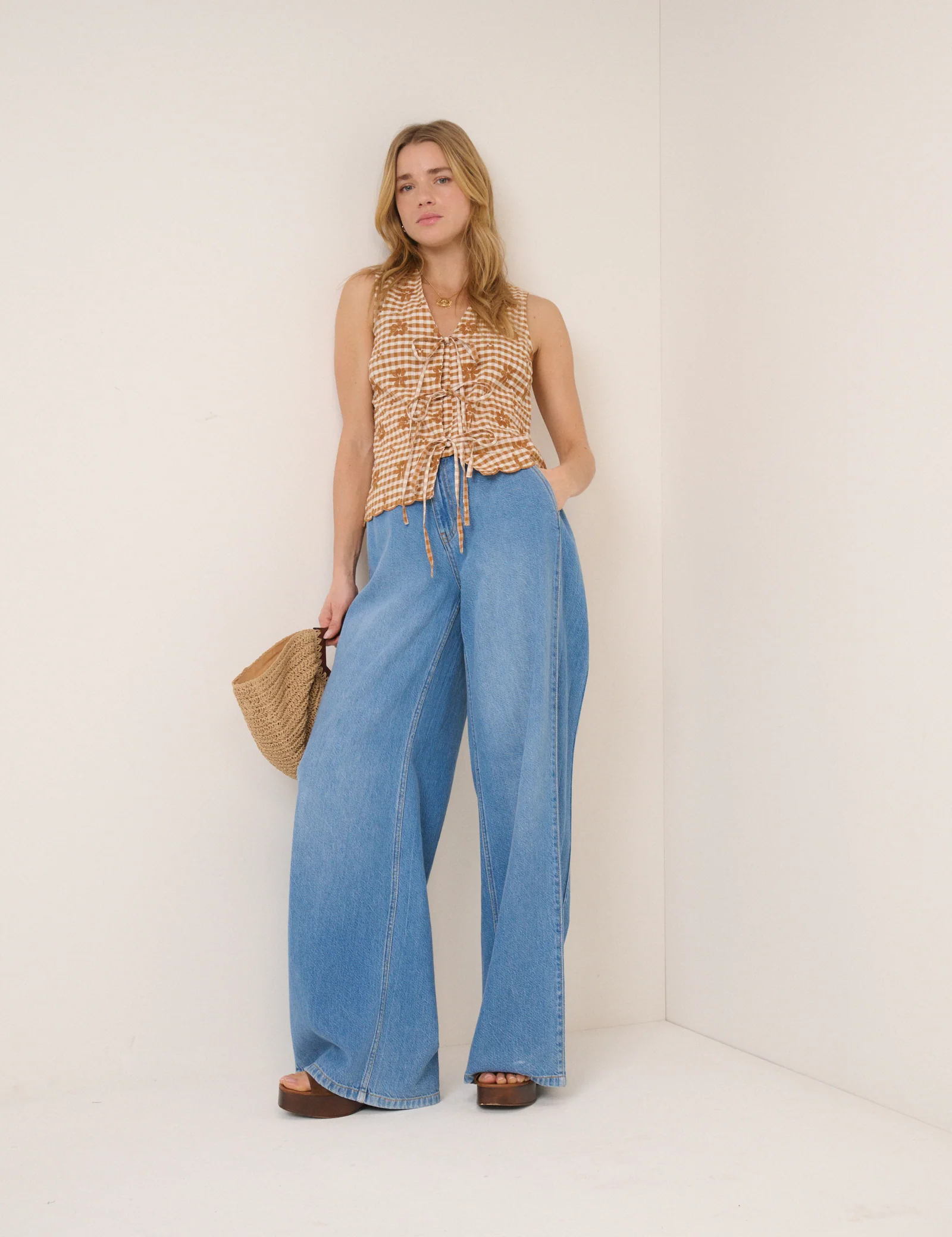 Orange Gingham Floral Swing Top - Image 3