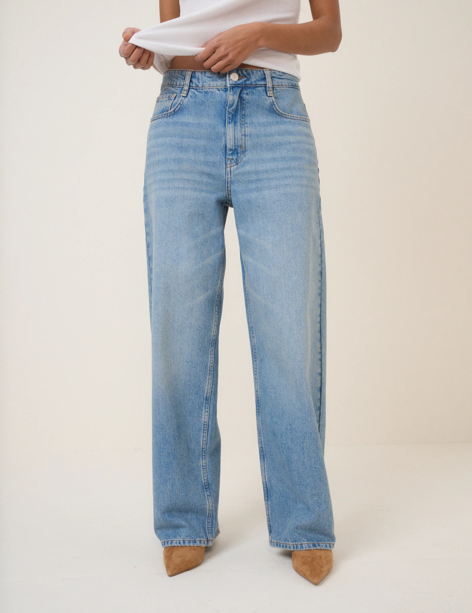 Light Blue Wide Leg Stepney Loose Jeans - Image 4