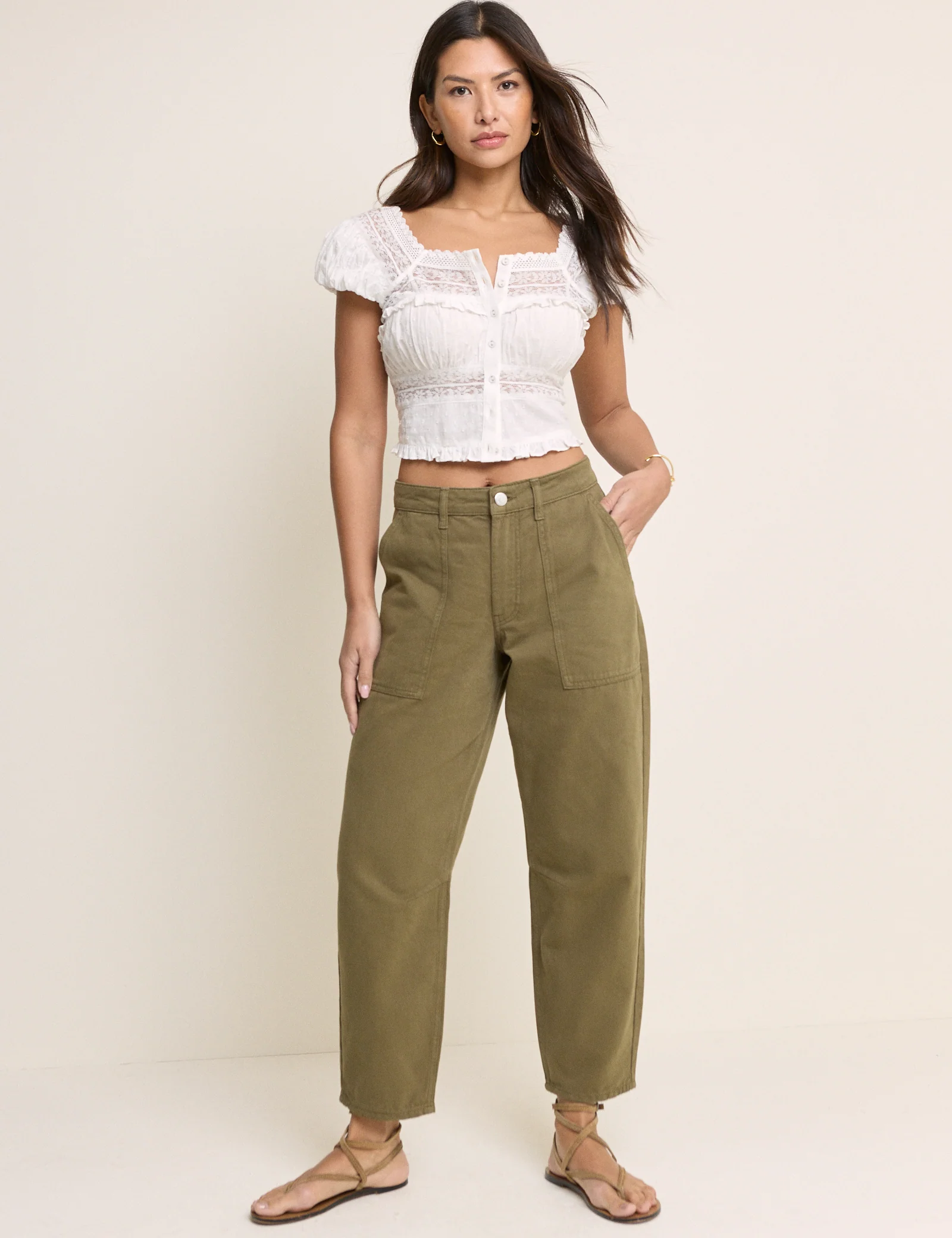 Khaki Utility Pocket Trousers - Image 4