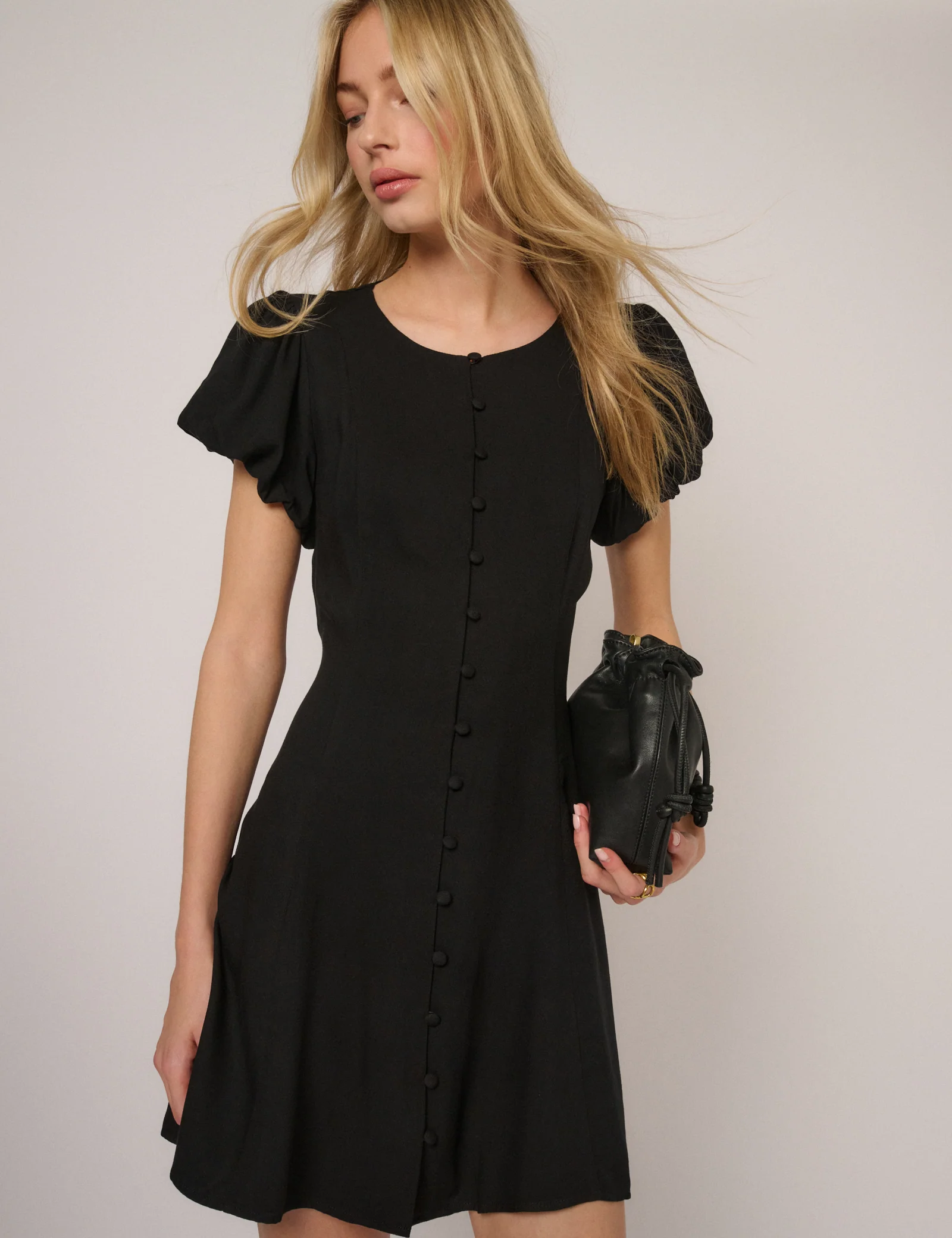 Black Puff Sleeve Tilla Mini Dress - Image 4