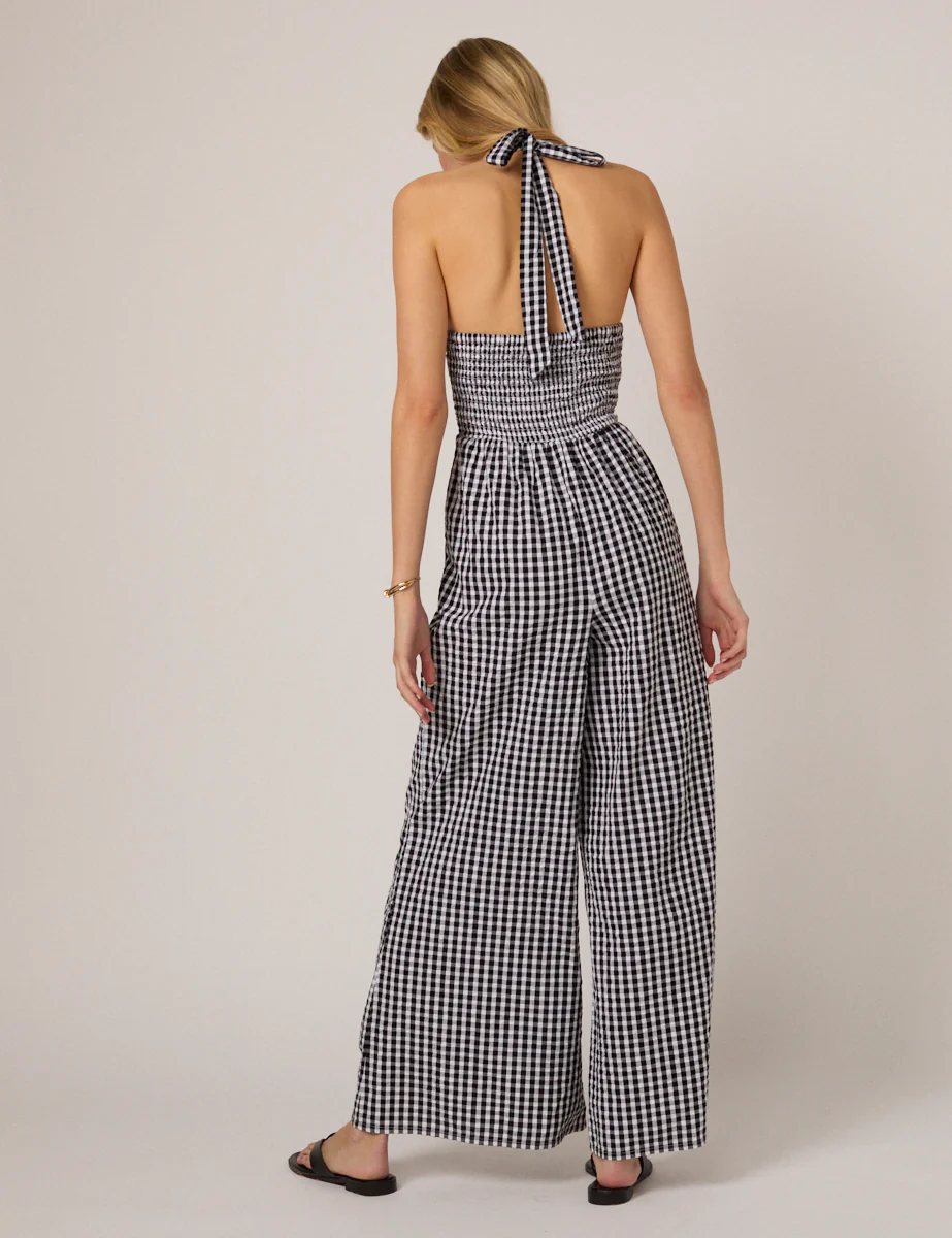 Black Gingham Halter Neck Tizzy Jumpsuit - Image 5
