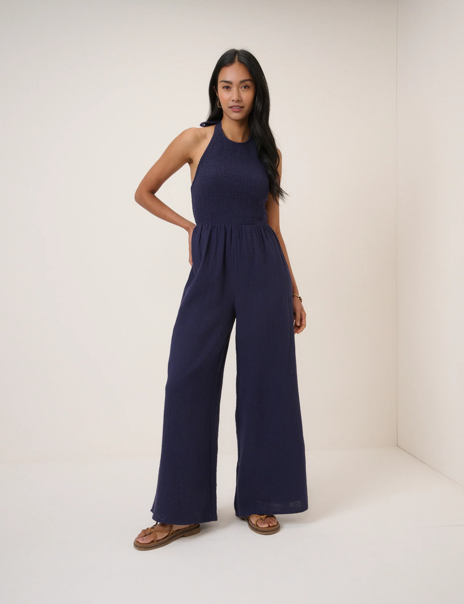 Navy Halter Neck Tizzy Jumpsuit