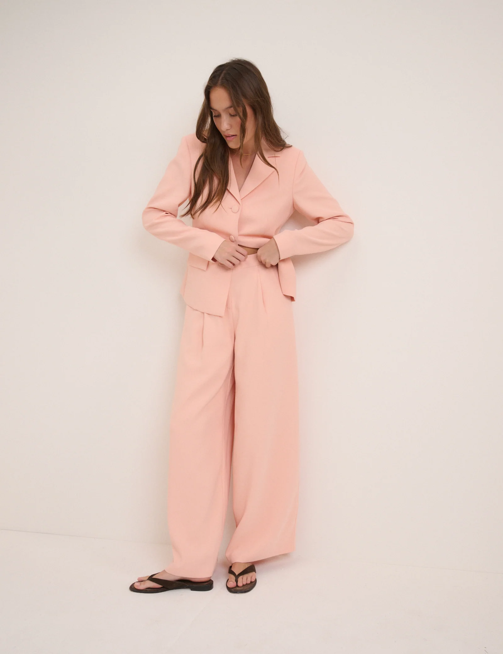 Peach Tailored Wide Leg Trousers - Image 2