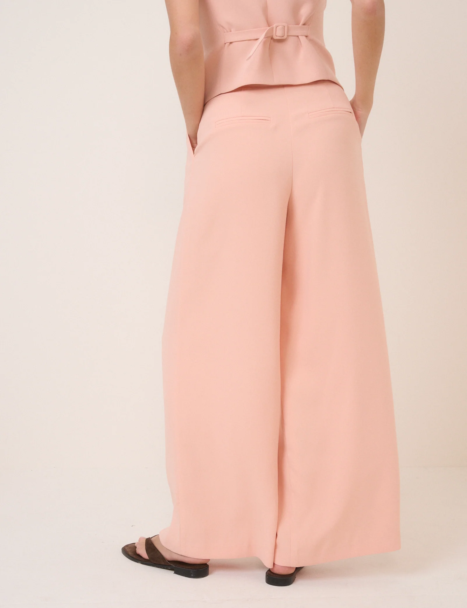 Peach Tailored Wide Leg Trousers - Image 6