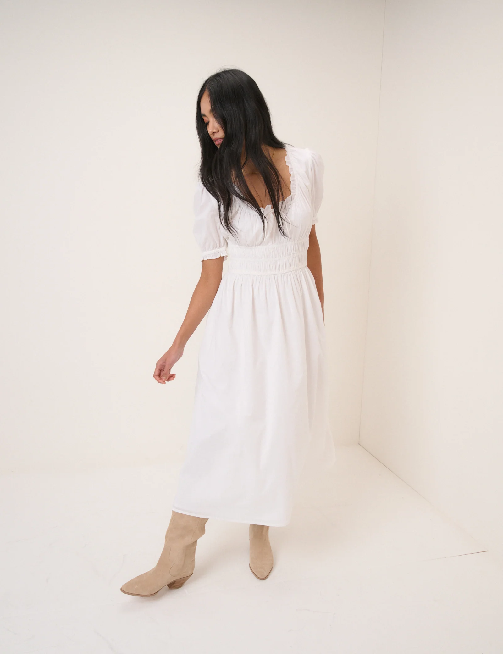 White Broderie Anglaise Tula Midi Dress - Image 4