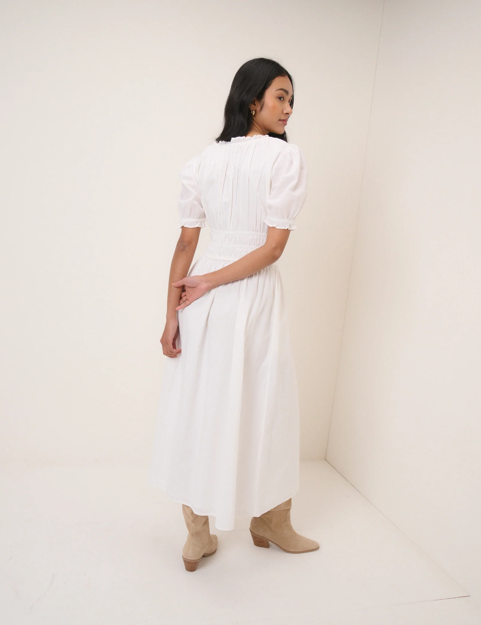 White Broderie Anglaise Tula Midi Dress - Image 6