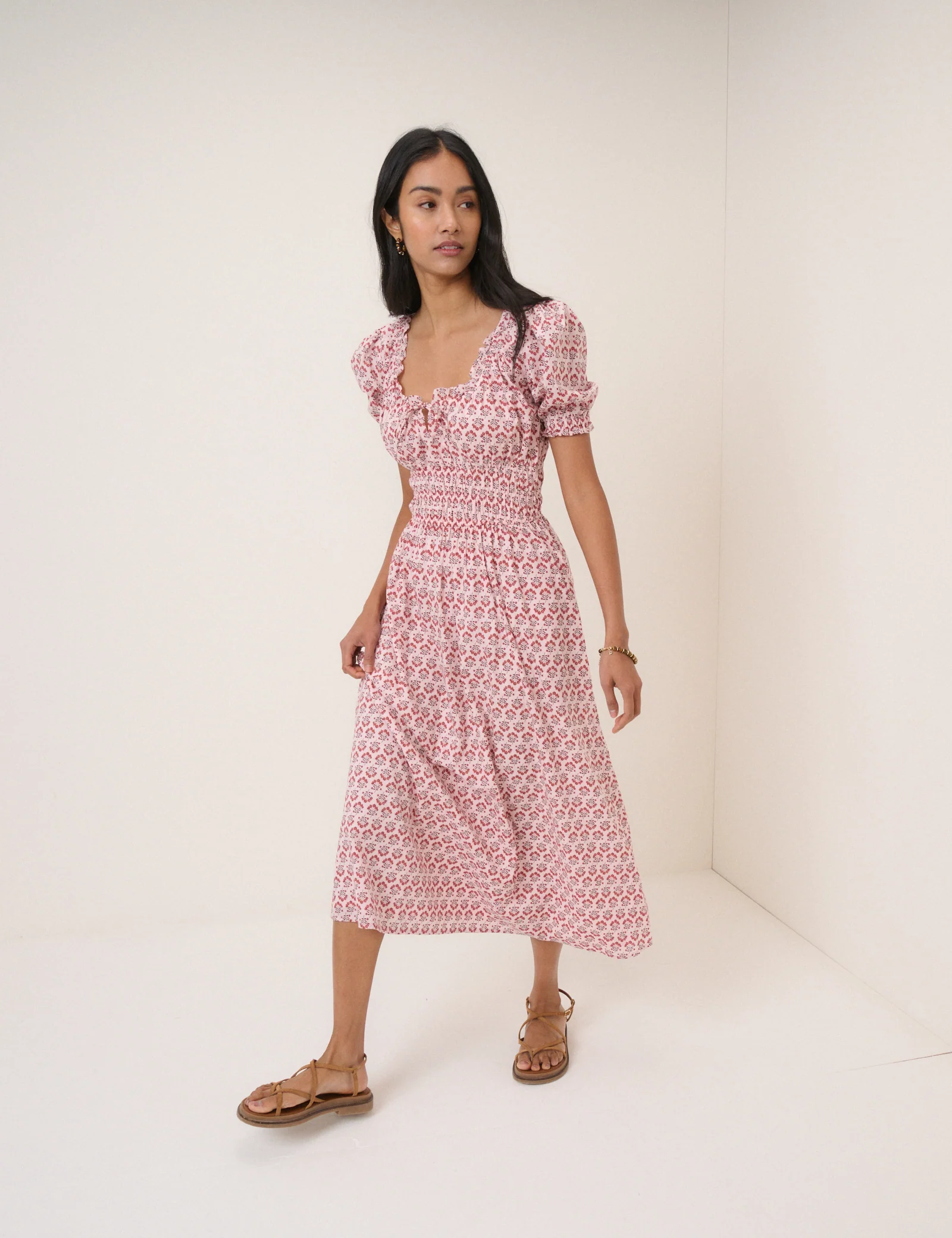 Pink Floral Tula Midi Dress - Image 3
