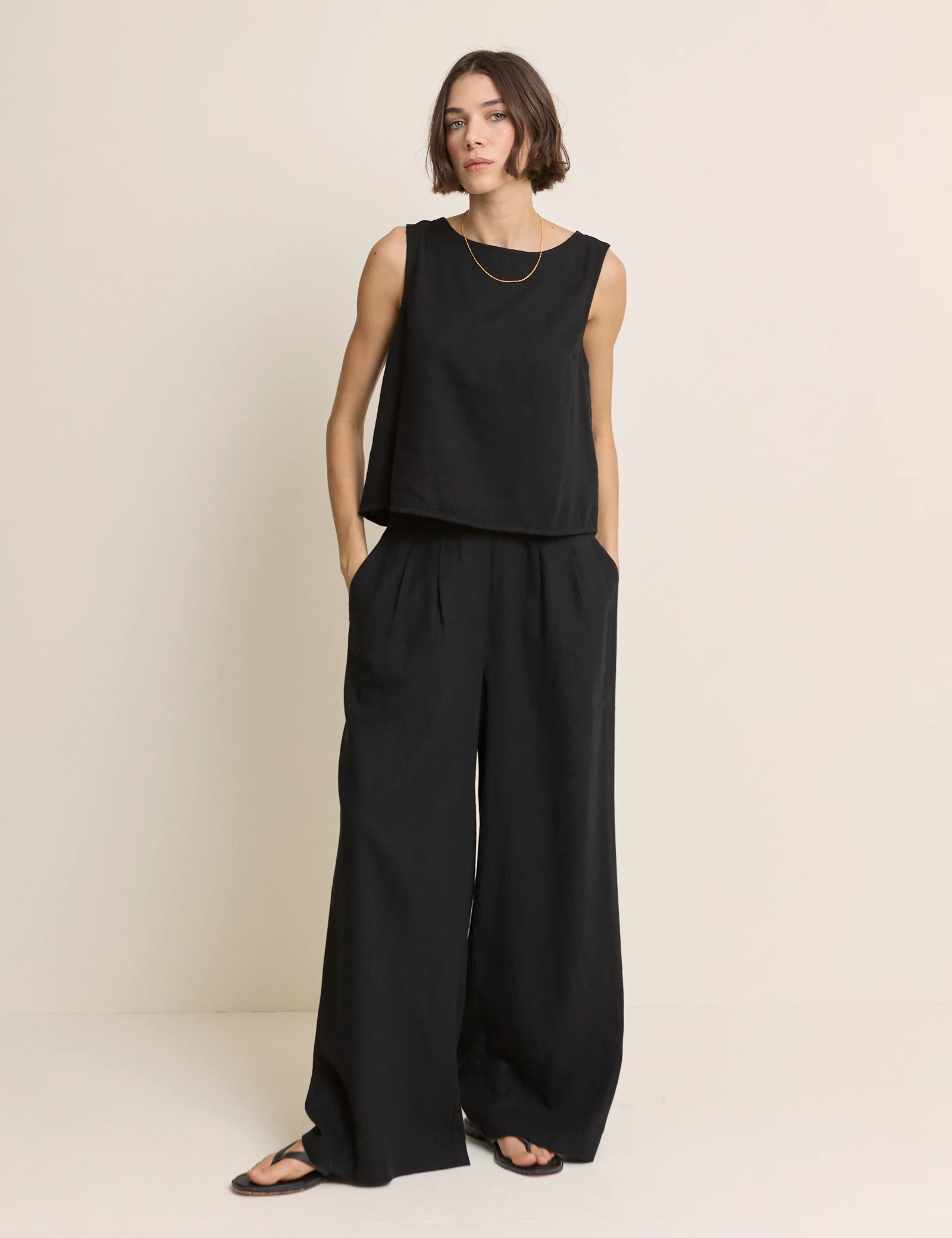 Black Wrap Detail Tank Top - Image 3