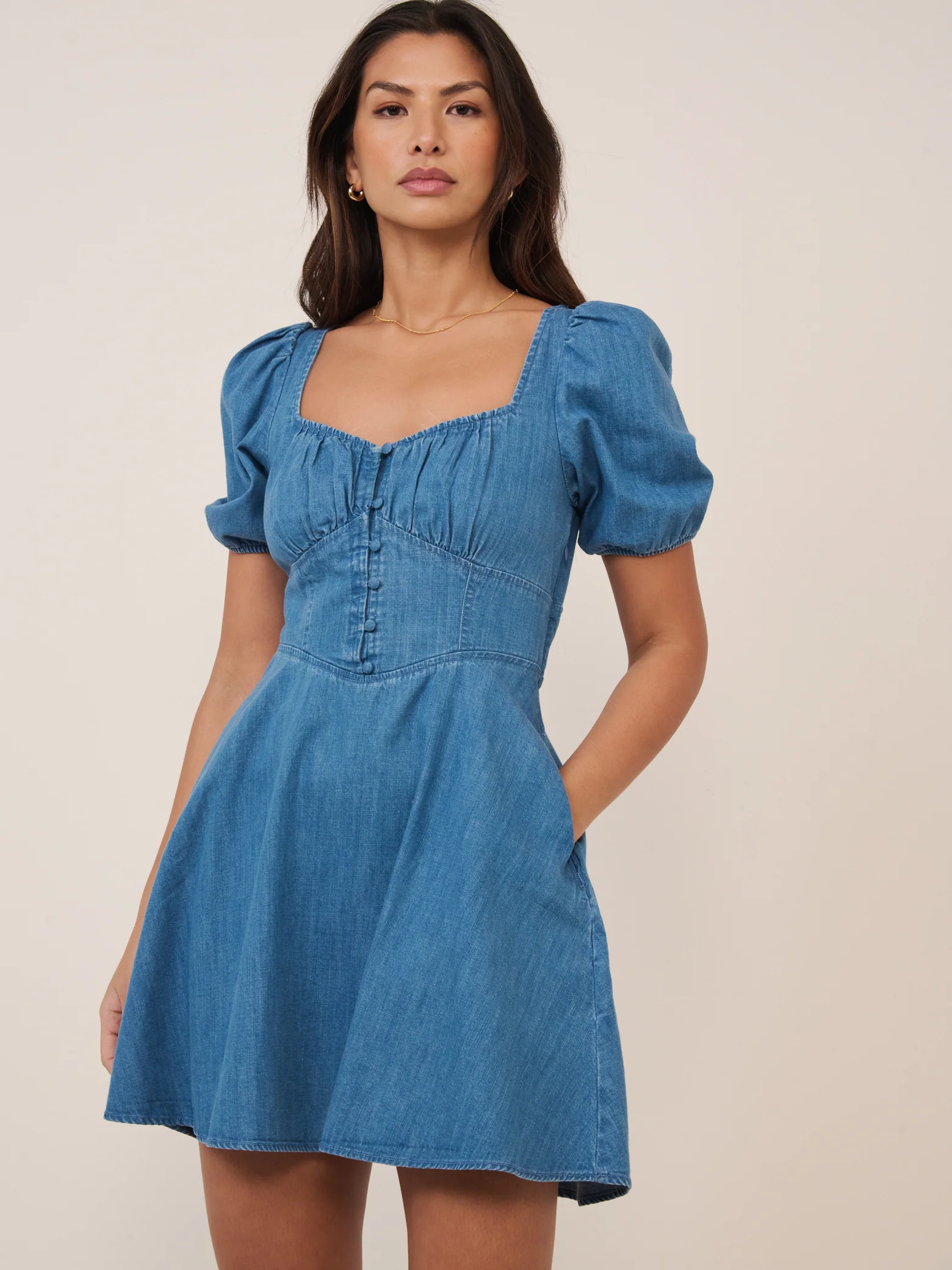 Blue Denim Tulla Mini Denim Dress - Image 3