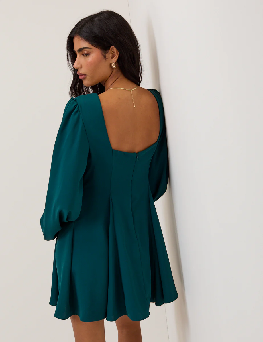 Turquoise Balloon Sleeve Ava Mini Dress - Image 5