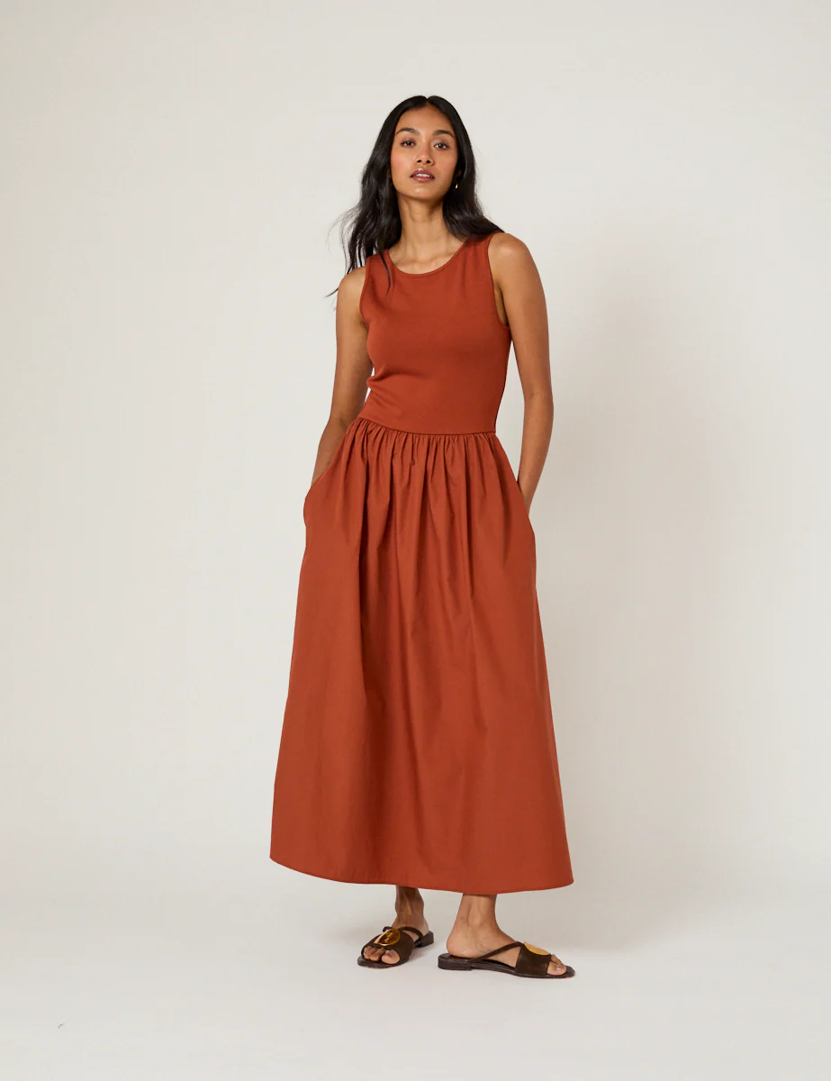 Burnt Orange Sleeveless Vera Midi Dress - Image 2