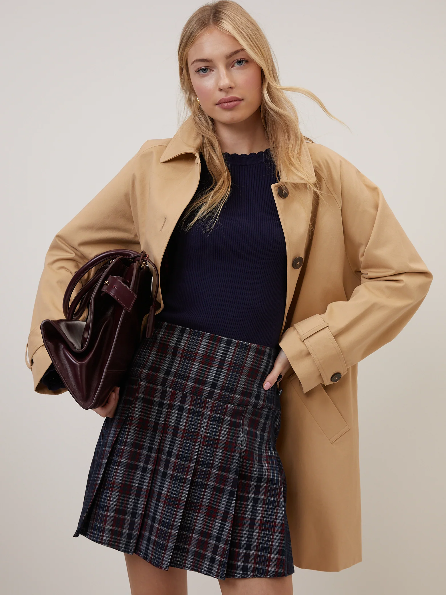 Navy And Red Tartan Mini Skirt - Image 3