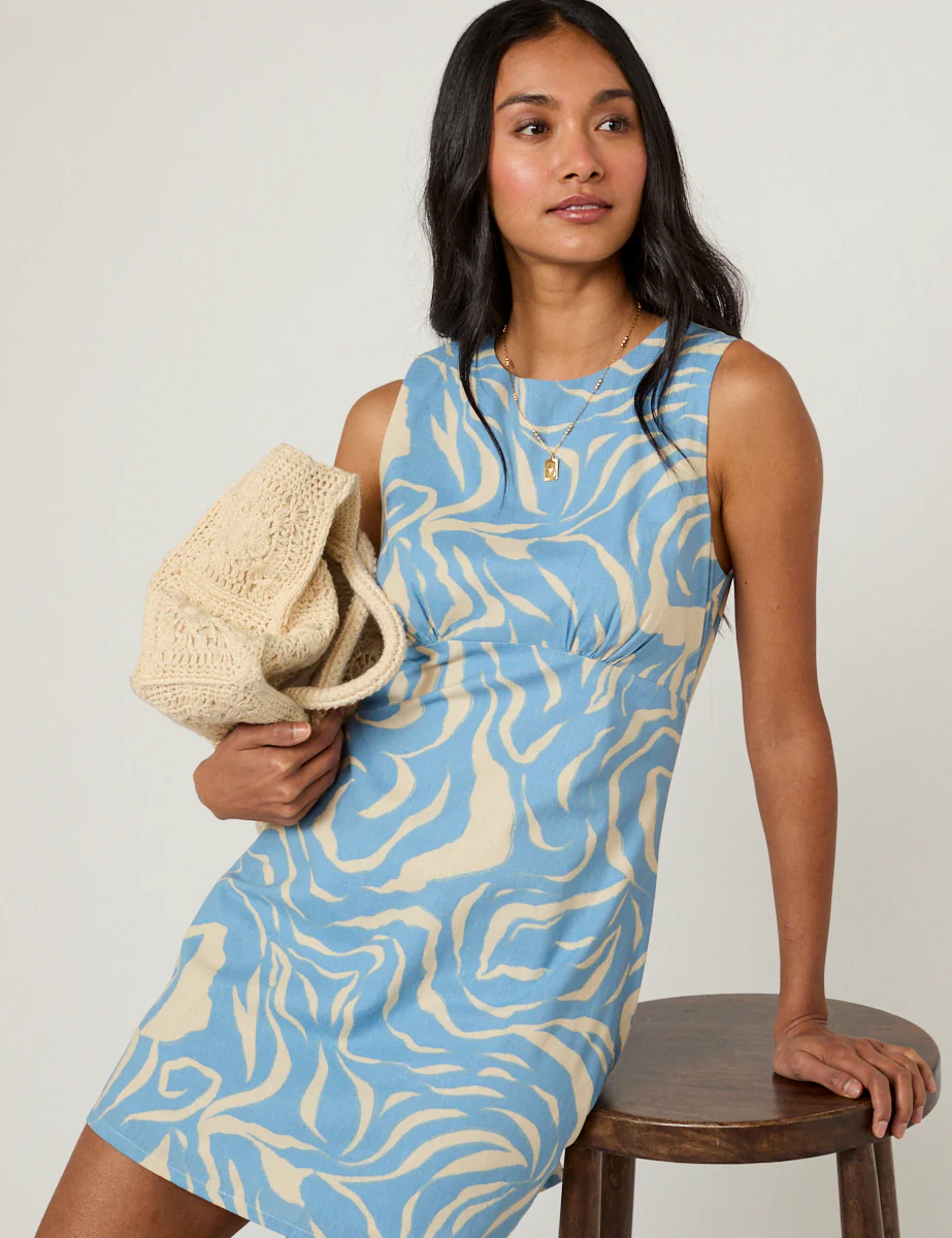 Blue Printed Vicky Mini Dress - Image 2