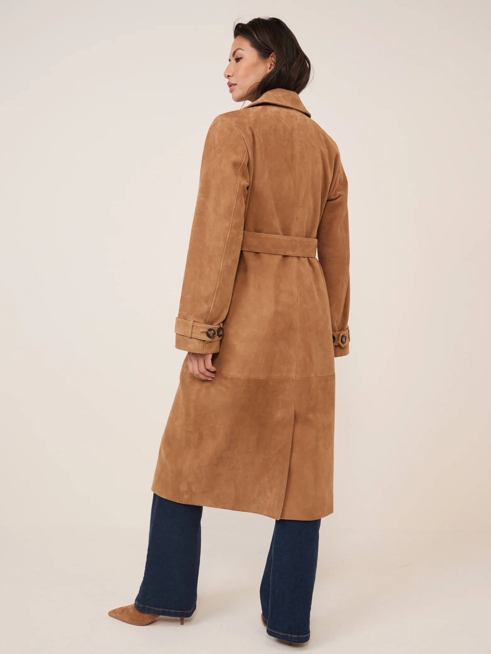 Brown Suede Trench Coat - Image 5