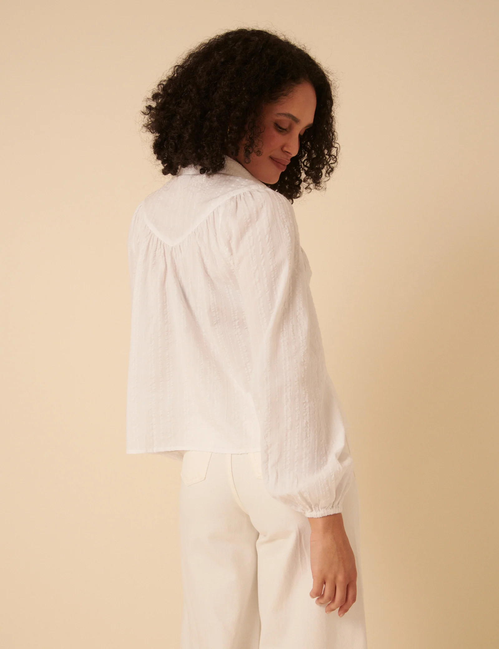 White Balloon Sleeve Blouse - Image 4